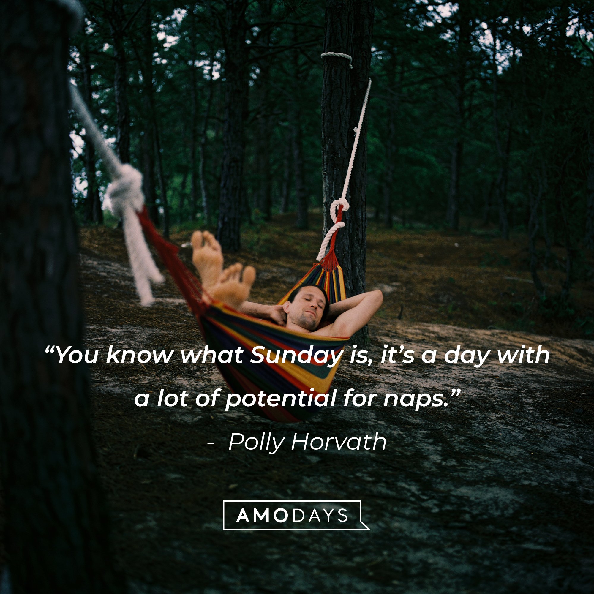 Polly Horvath's quote: “You know what Sunday is, it’s a day with a lot of potential for naps.” | Image: AmoDays