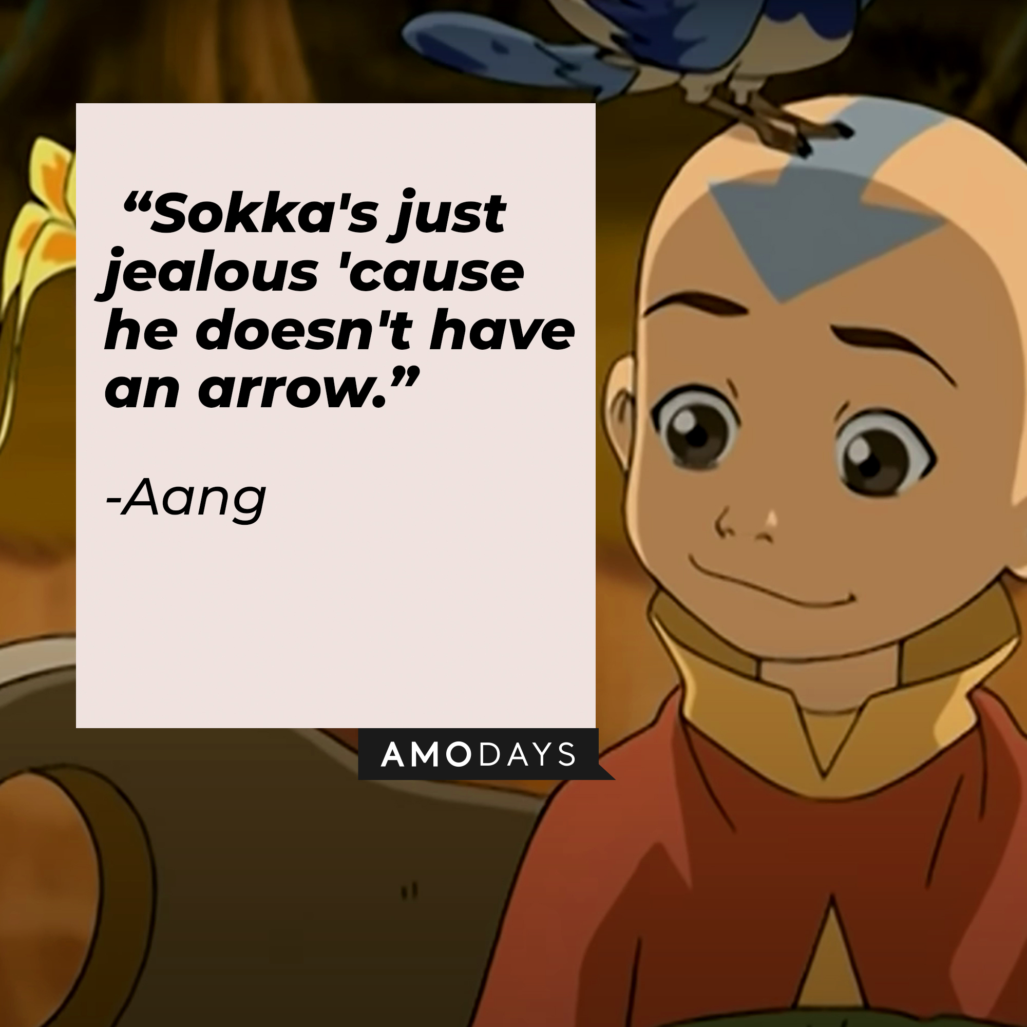 Aang’s quote: “Sokka's just jealous 'cause he doesn't have an arrow.” | Source: Youtube.com/TeamAvatar