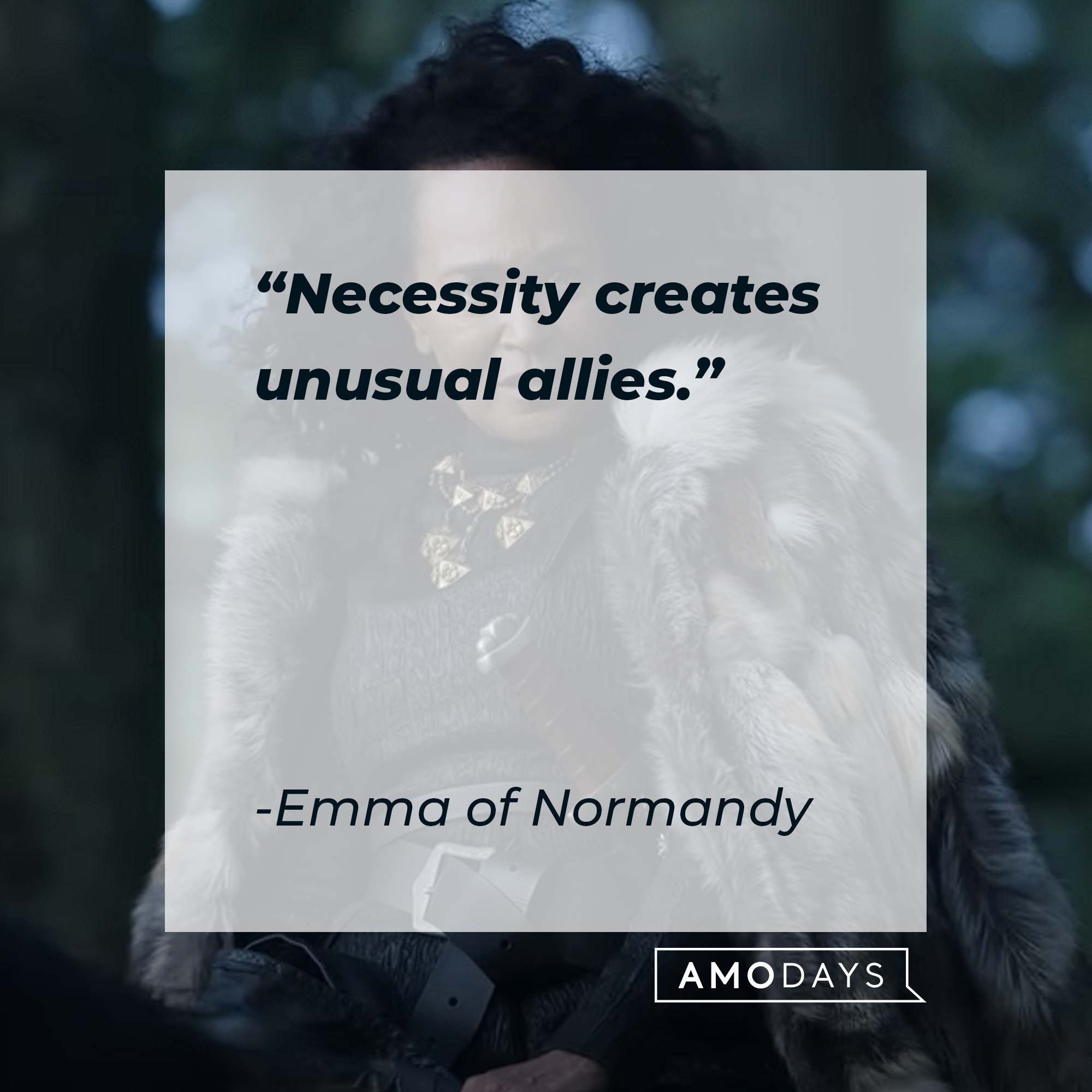 A picture of Estrid Haakon with Emma of Normandy’s quote: "Necessity creates unusual allies.” | Source: youtube.com/Netflix