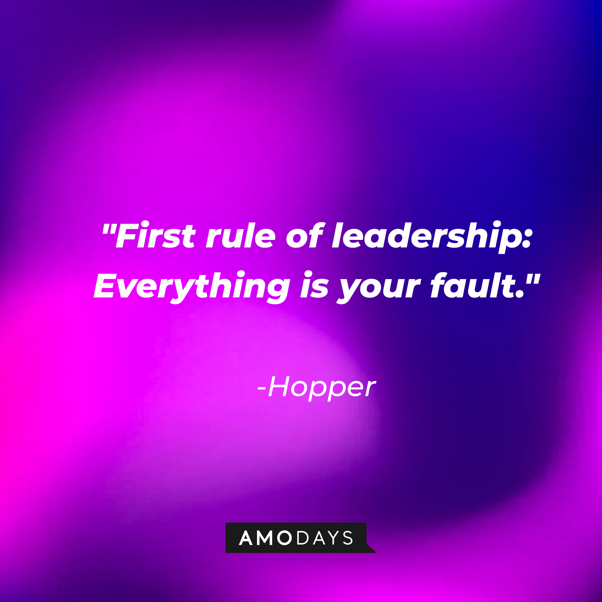 Hopper's quote: "First rule of leadership: Everything is your fault." | Source: AmoDays