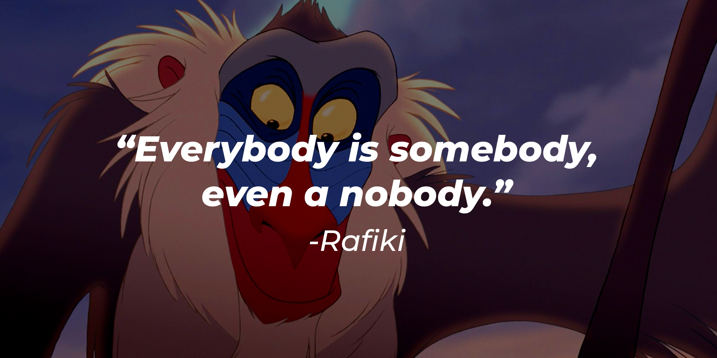 Rafiki's quote: "Everybody is somebody, even a nobody." | Source: Facebook/DisneyTheLionKing