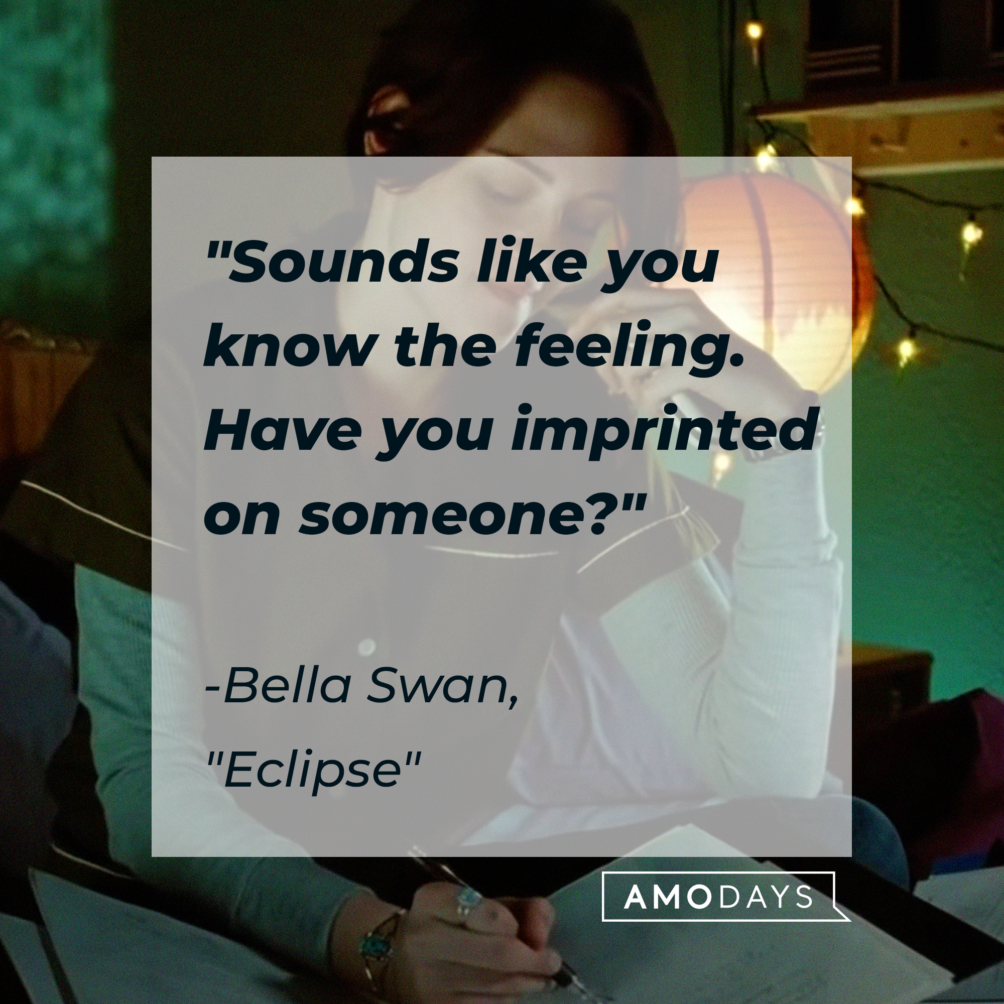 Bella Swan with her quote: "Sounds like you know the feeling. Have you imprinted on someone?" | Source: Facebook.com/twilight
