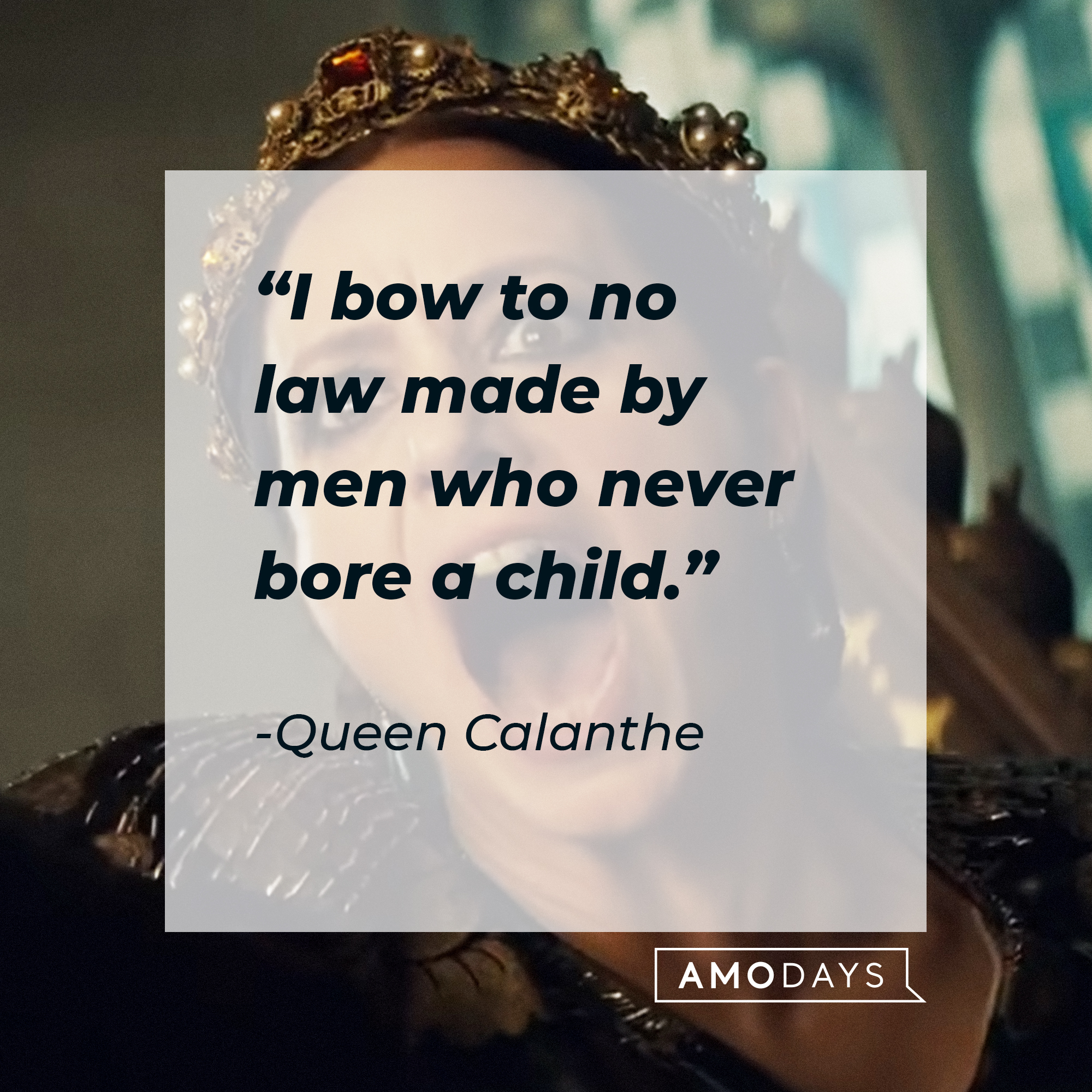 Queen Calanthe's quote: "I bow to no law made by men who never bore a child." | Source: YouTube/Netflix