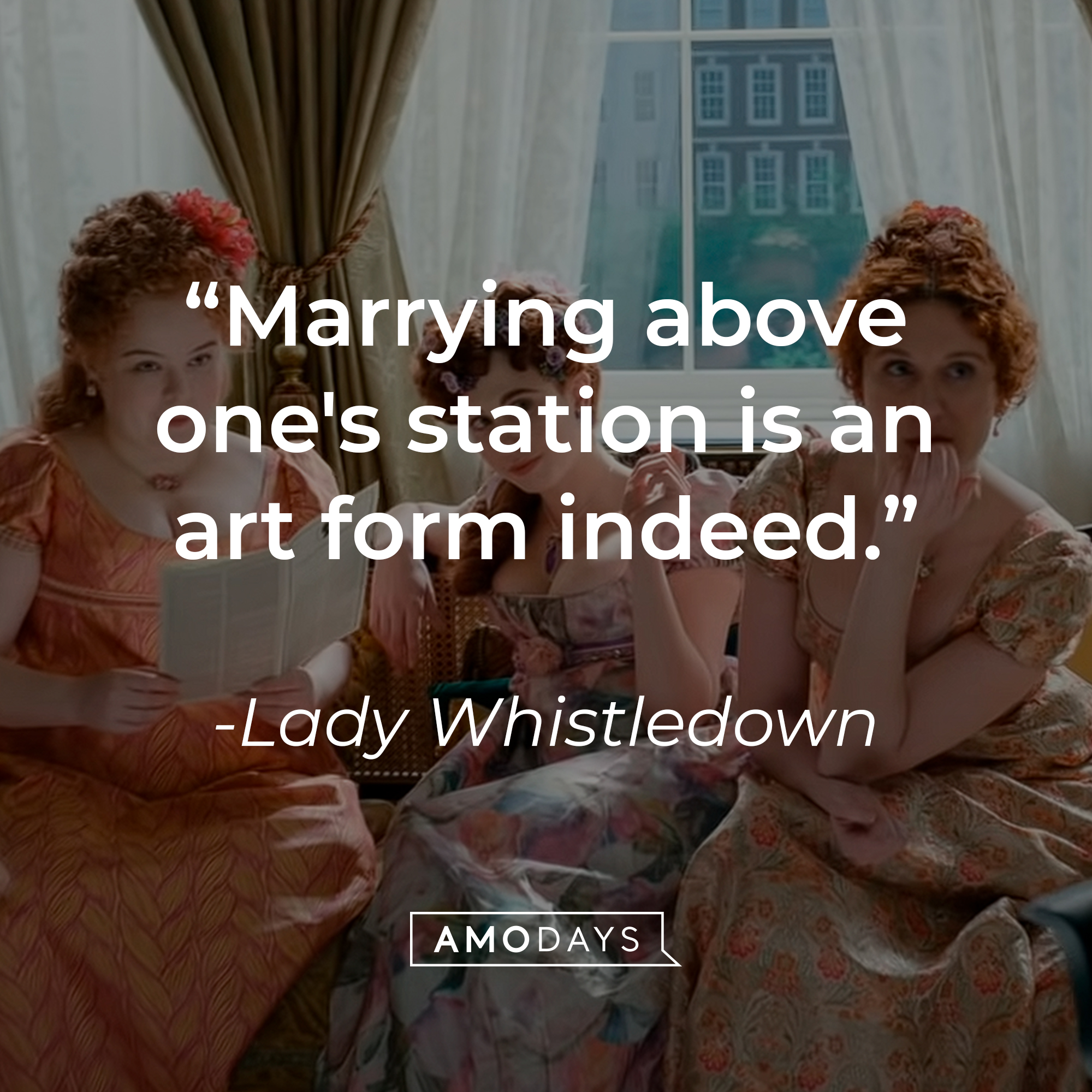 Lady Whistledown's quote: "Marrying above one's station is an art form indeed." | Source: Youtube.com/Netflix