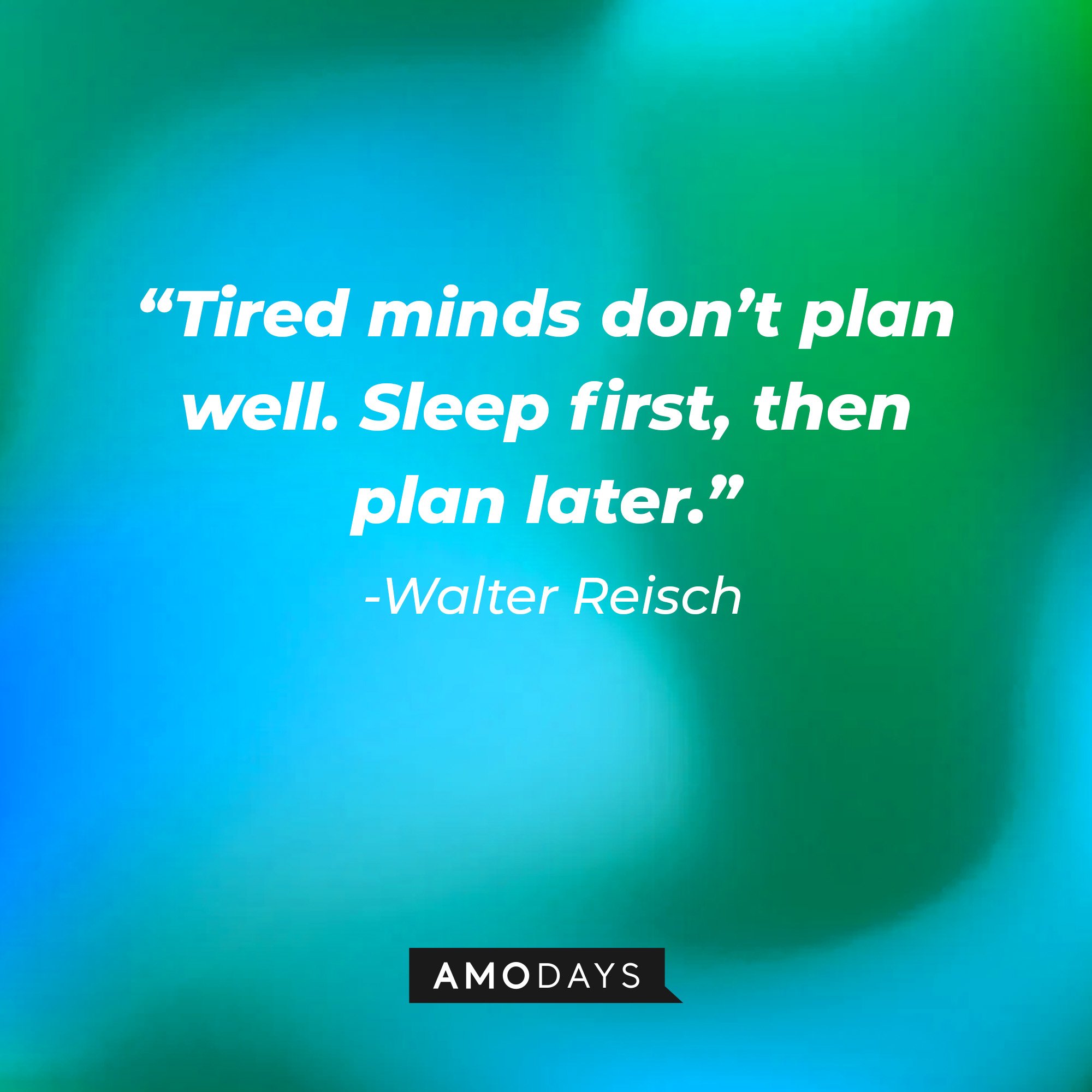  Walter Reisch's quote: “Tired minds don’t plan well. Sleep first, then plan later.” | Image: AmoDays