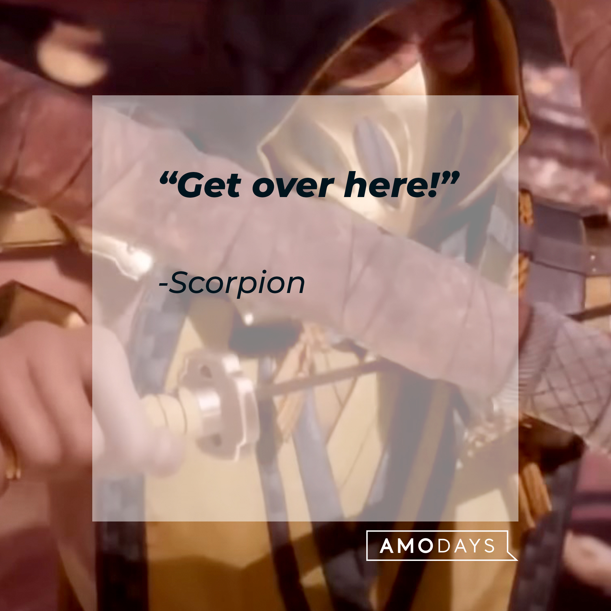 An image of Scorpion with his quote: "Get over here!” | Source: facebook.com/MortalKombatUK