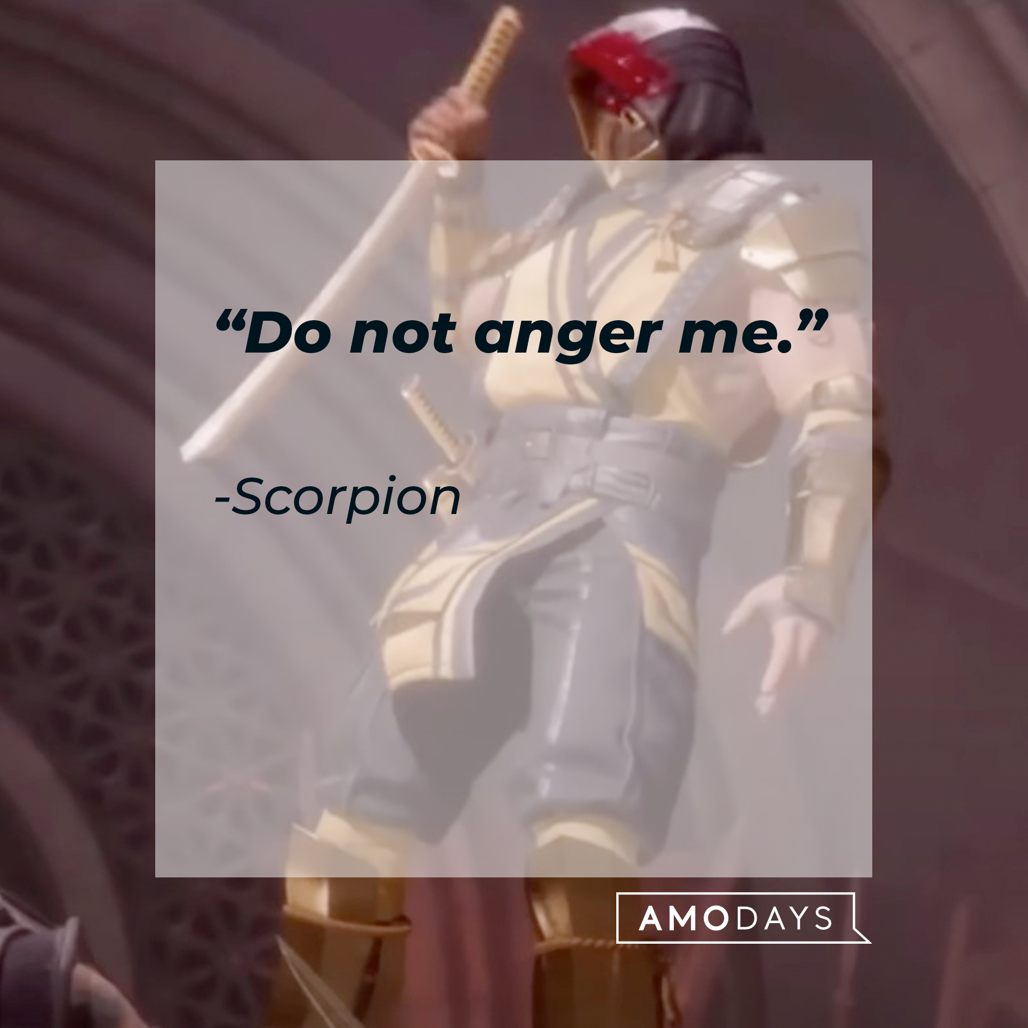 An image of Scorpion with his quote: “Do not anger me.” | Source: facebook.com/MortalKombatUK