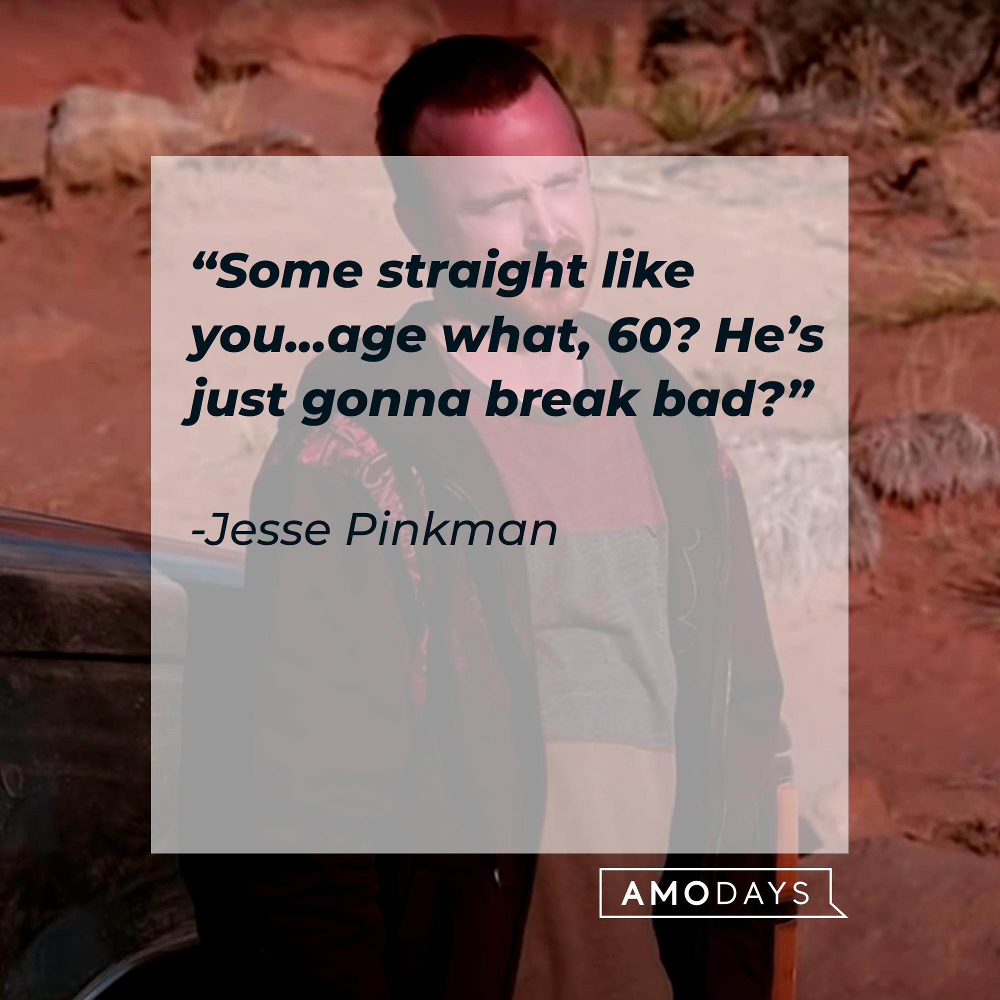An image of Jesse Pinkman, with his quote: “Some straight like you... age what, 60? He’s just gonna break bad?” | Source: Youtube.com/breakingbad