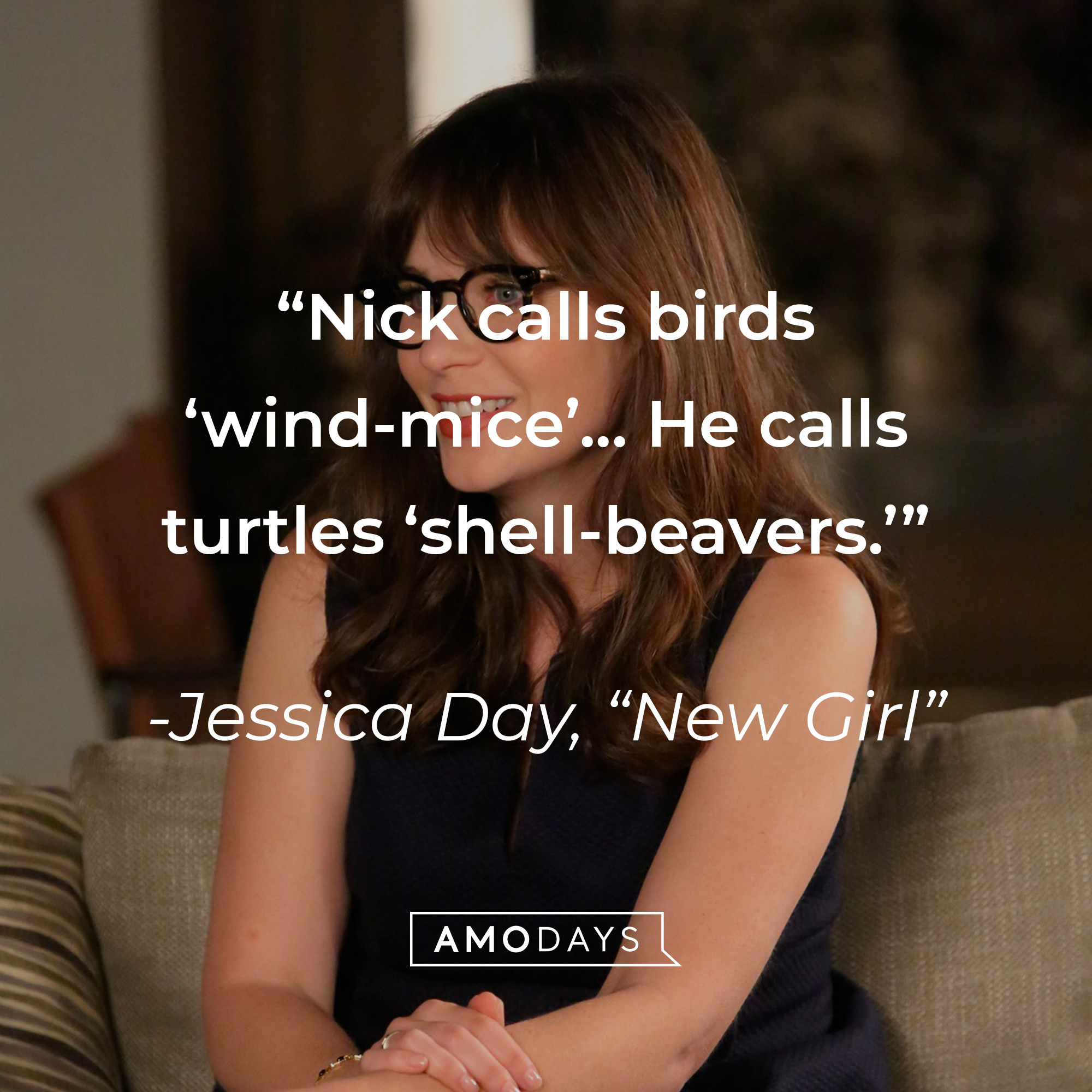 Jessica Day’s quote from “New Girl”: “Nick calls birds ‘wind-mice’... He calls turtles ‘shell-beavers.'” | Source: facebook.com/OfficialNewGirl