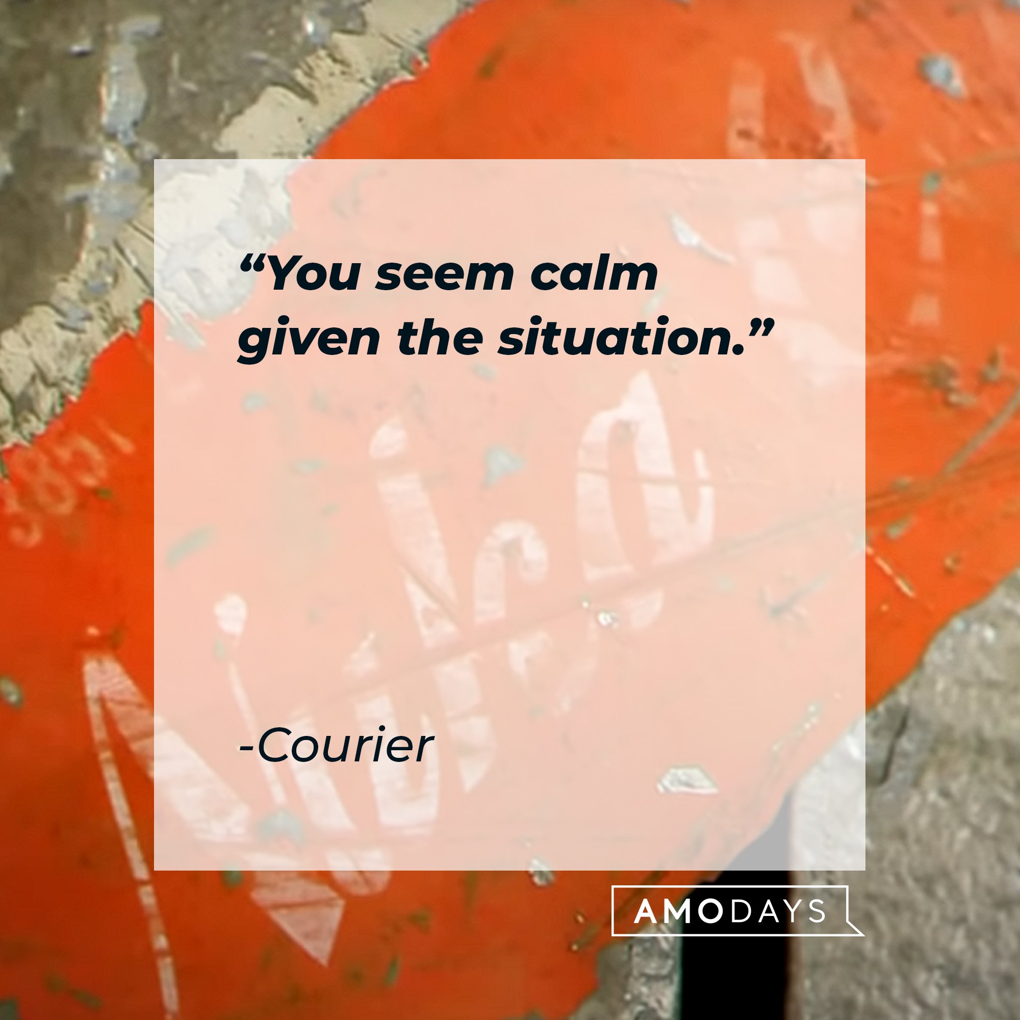  Courier’s quote: "You seem calm given the situation." | Image: AmoDays