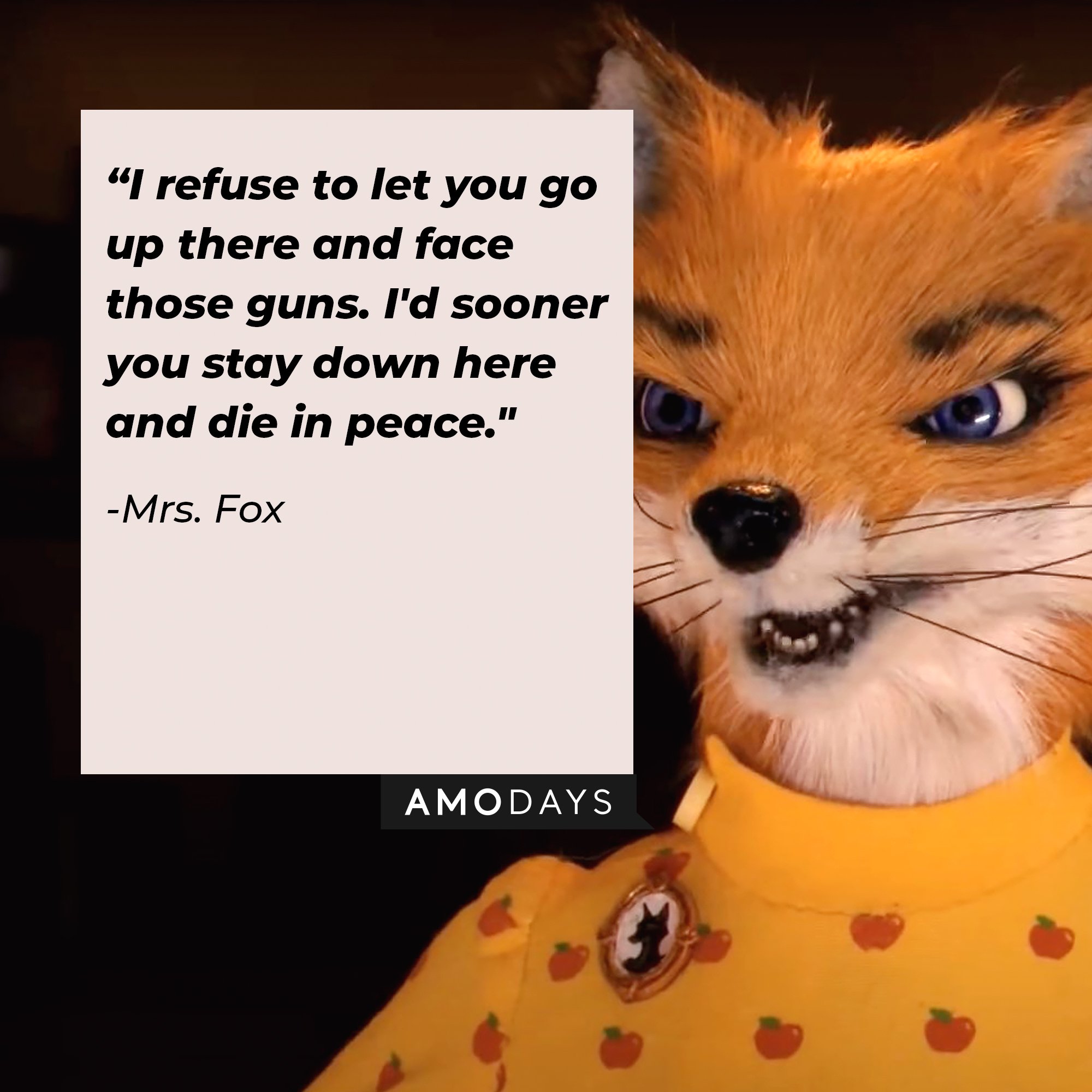 Mrs. Fox's Quote: "I refuse to let you go up there and face those guns. I'd sooner you stay down here and die in peace." | Image: AmoDays