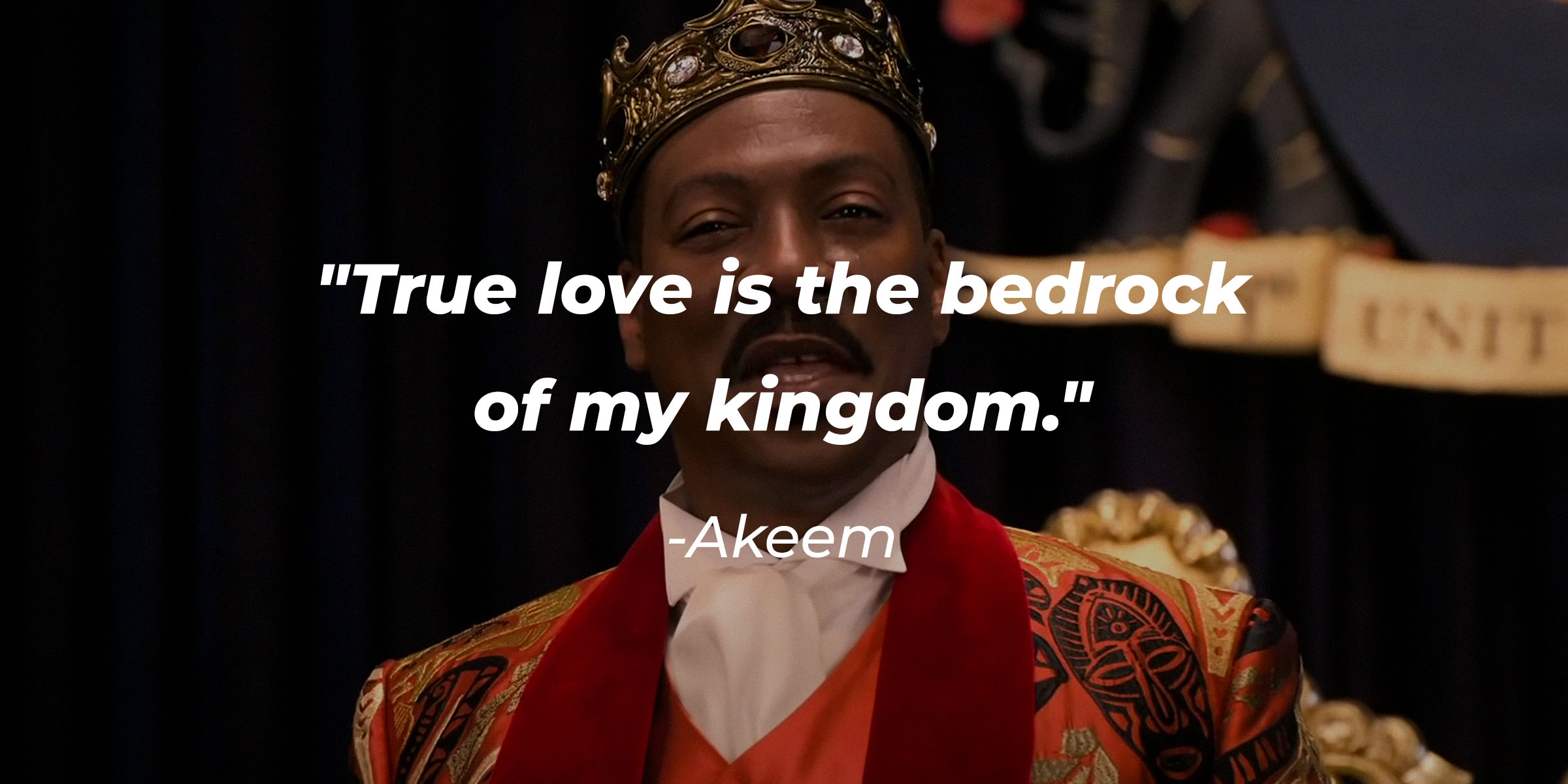 Prince Akeem, with his quote: "True love is the bedrock of my kingdom." | Source: Facebook.com/ComingToAmericaMovie