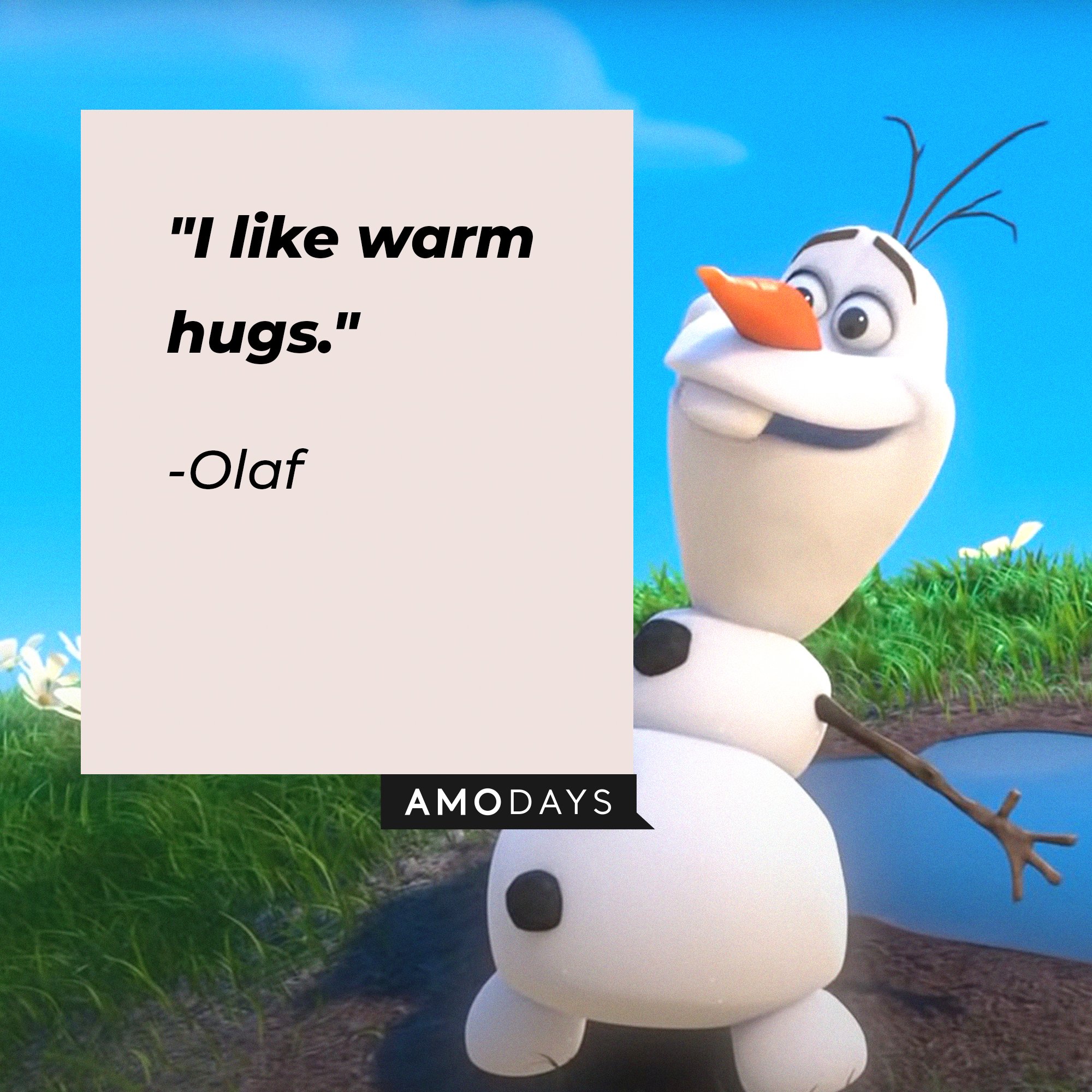 Olaf’s quote: "I like warm hugs." | Image: AmoDays  