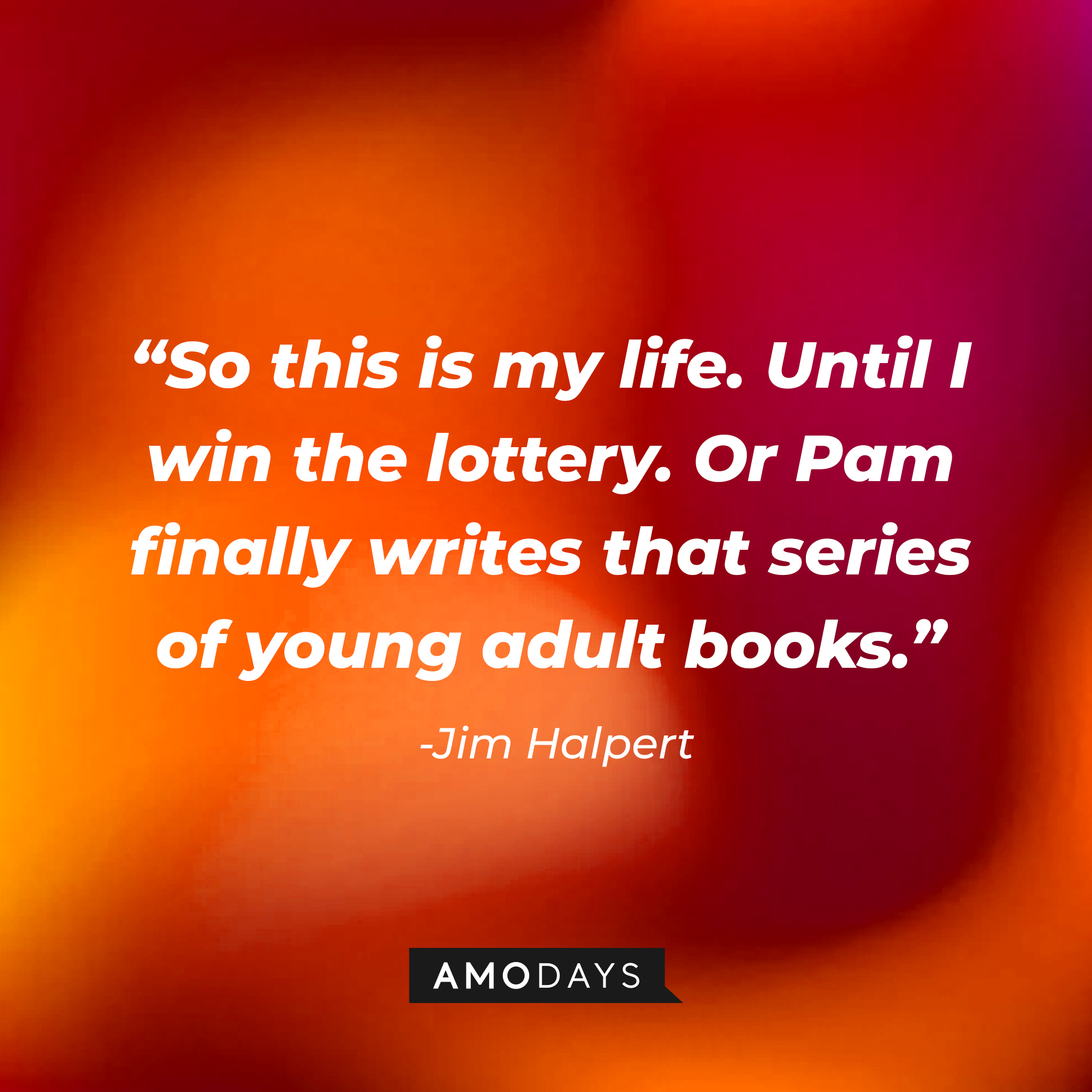 Jim Halpert’s quote: "So this is my life. Until I win the lottery. Or Pam finally writes that series of young adult books." | Source: AmoDays