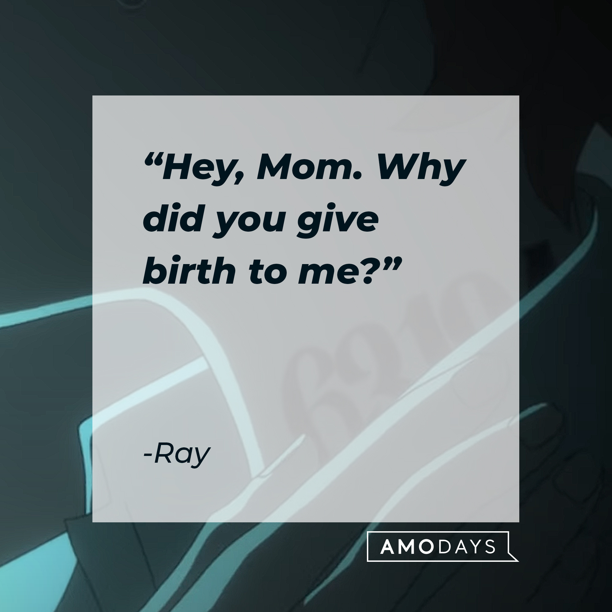 An image from the series “Promise Neverland” with Ray’s quote: "Hey, Mom. Why did you give birth to me?" | Source:  youtube.com/AniplexUSA