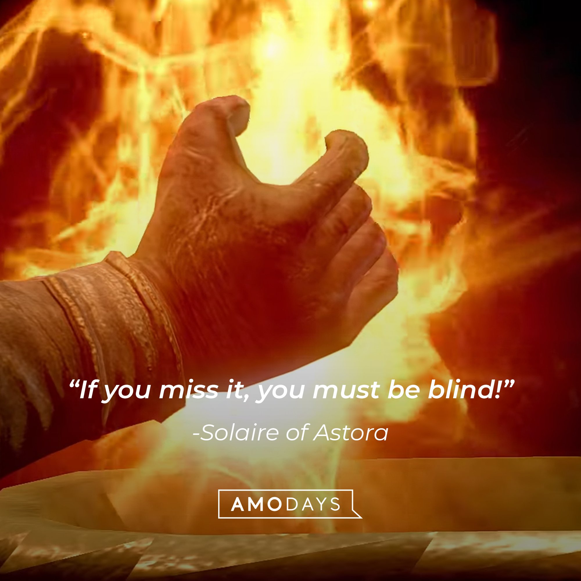 Solaire of Astora’s quote: "If you miss it, you must be blind!" | Image: AmoDays