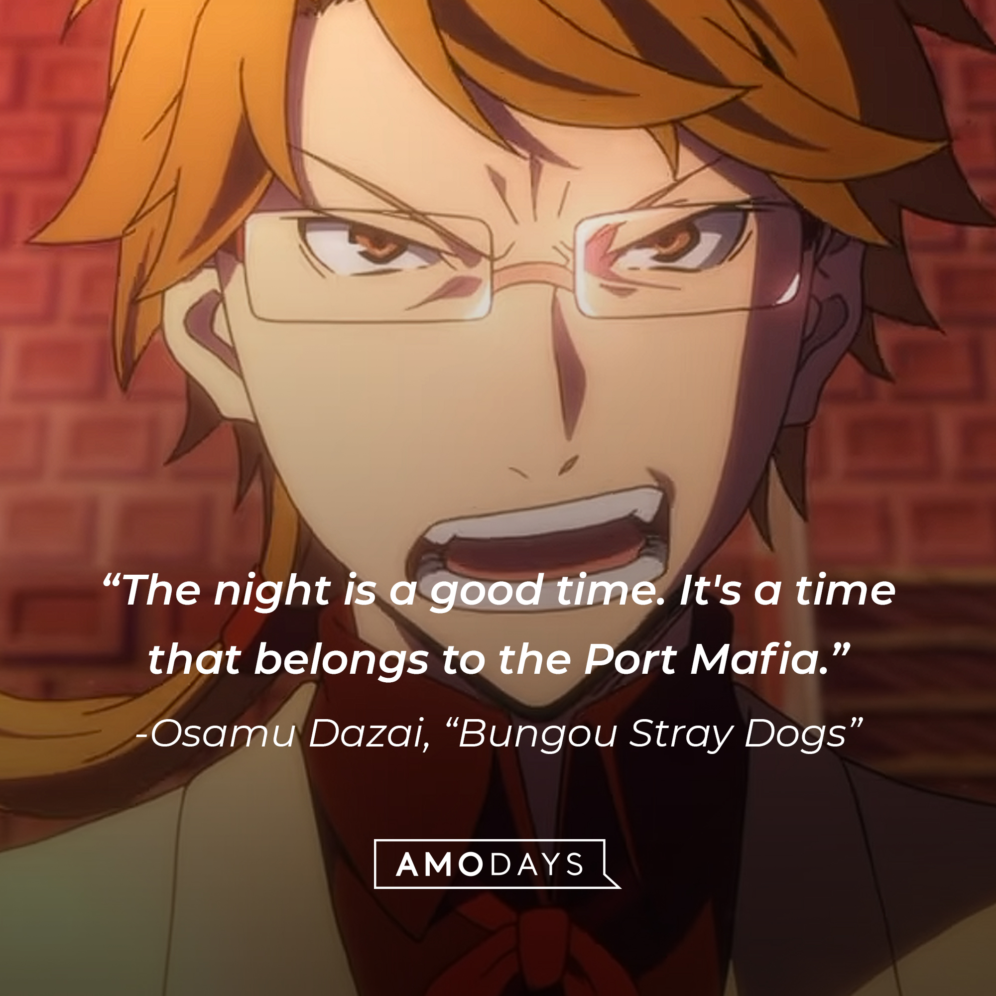 Osamu Dazai's quote: "The night is a good time. It's a time that belongs to the Port Mafia.” | Image: youtube.com/Crunchyroll Collection