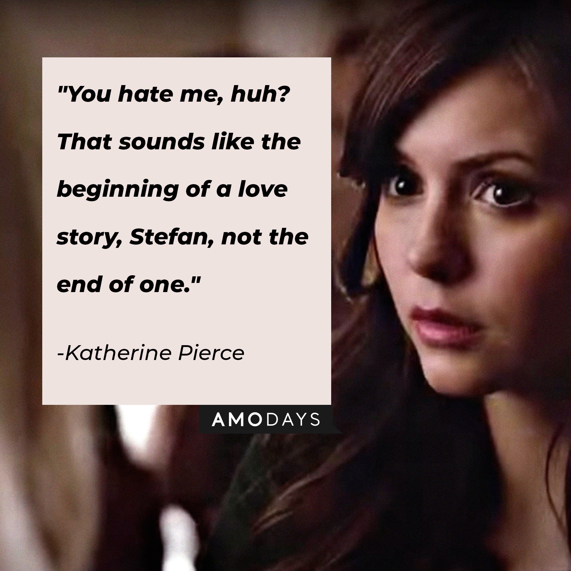 Katherine Pierce's quote: "You hate me, huh? That sounds like the beginning of a love story, Stefan, not the end of one." | Image: AmoDays