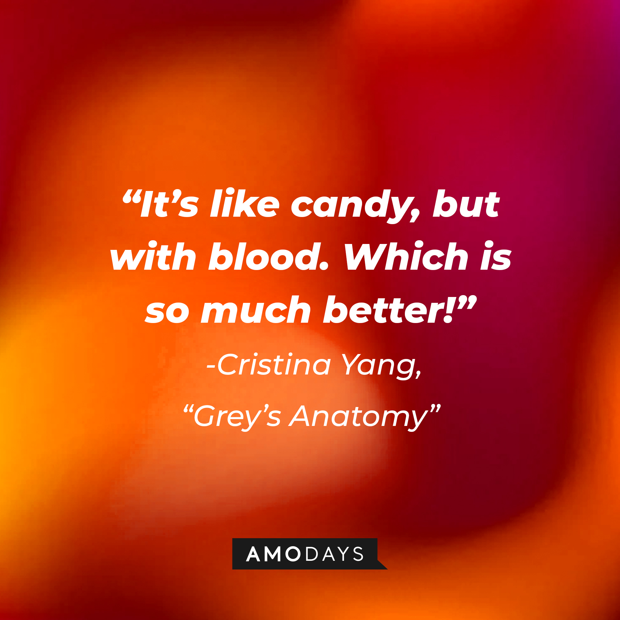 Cristina Yang's quote on "Grey's Anatomy:" “It’s like candy, but with blood. Which is so much better!” | Source: AmoDays