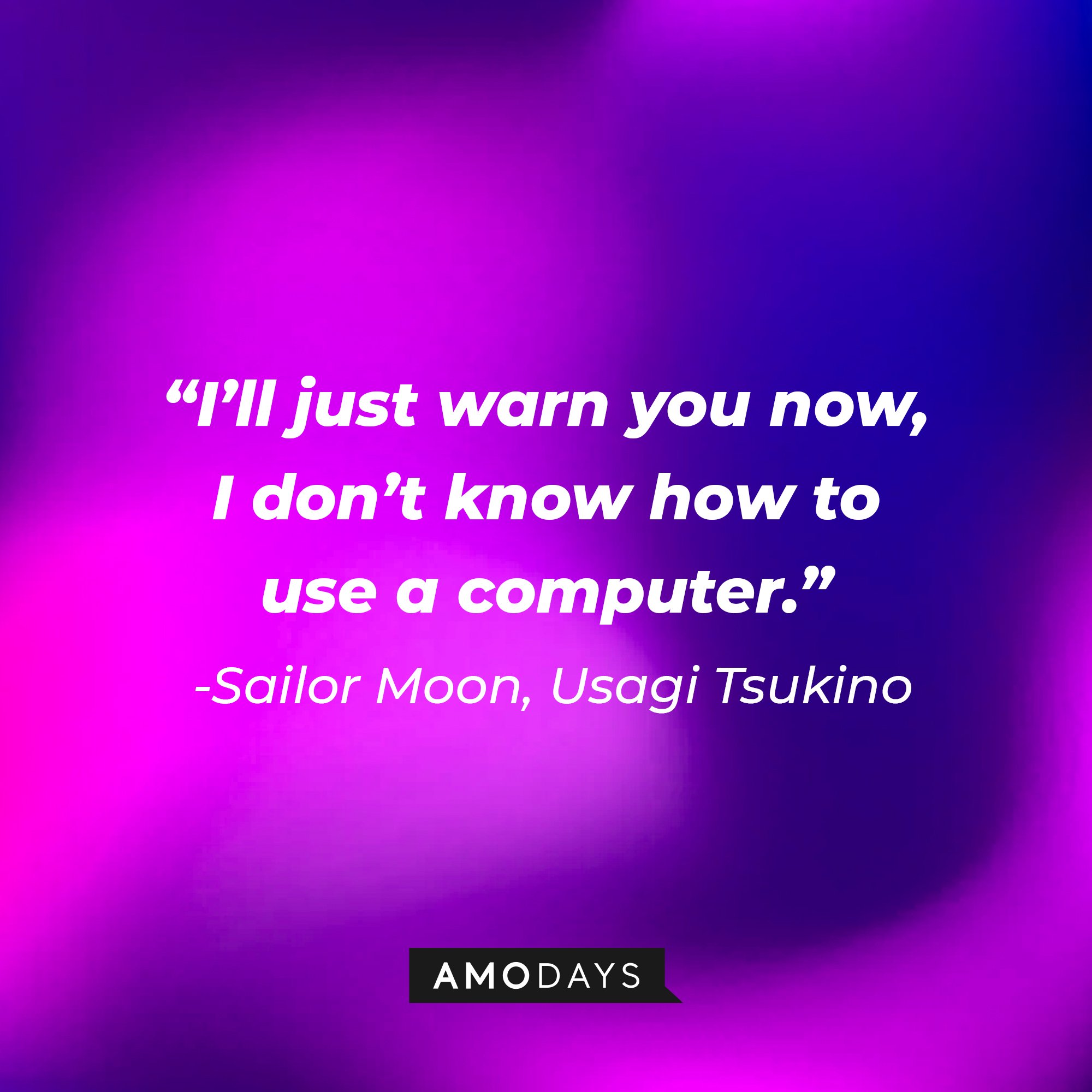 Sailor Moon/ Usagi Tsukino’s quote: "I’ll just warn you now, I don’t know how to use a computer." | Image: AmoDays