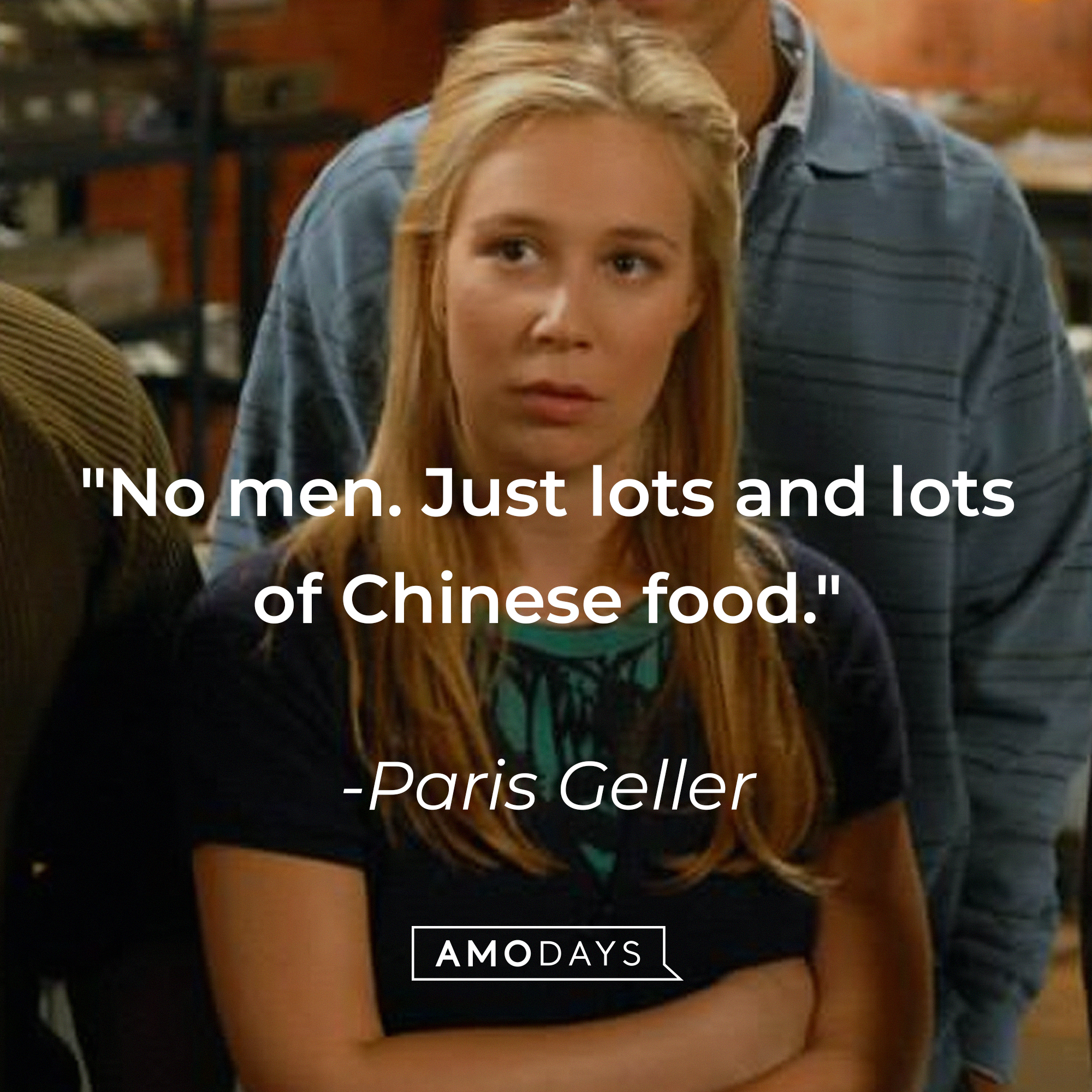 Paris Geller's quote: "No men. Just lots and lots of Chinese food." | Source: Facebook/GilmoreGirls