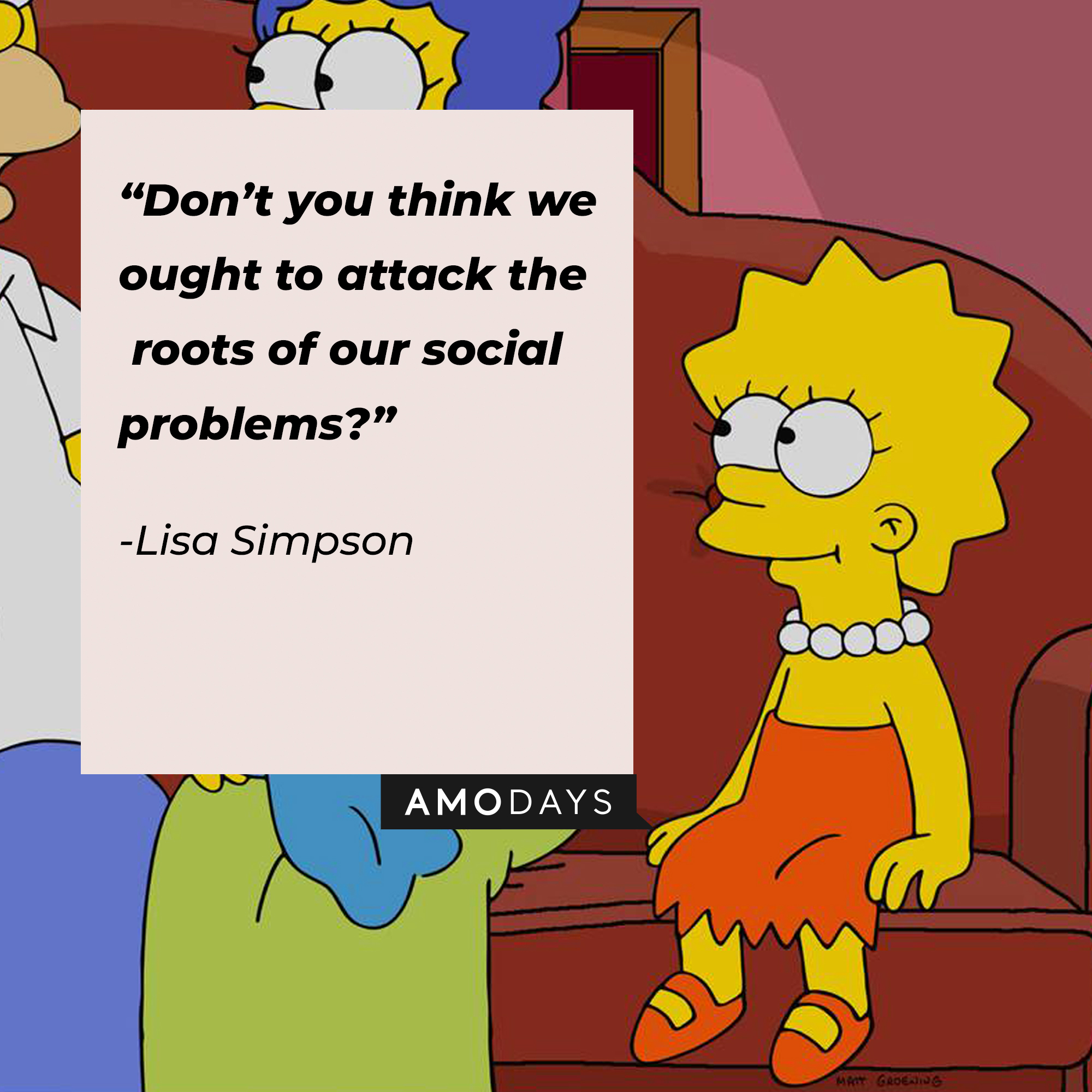 Lisa Simpson, with her quote: “Don’t you think we ought to attack the roots of our social problems?” | Source: facebook.com/TheSimpsons