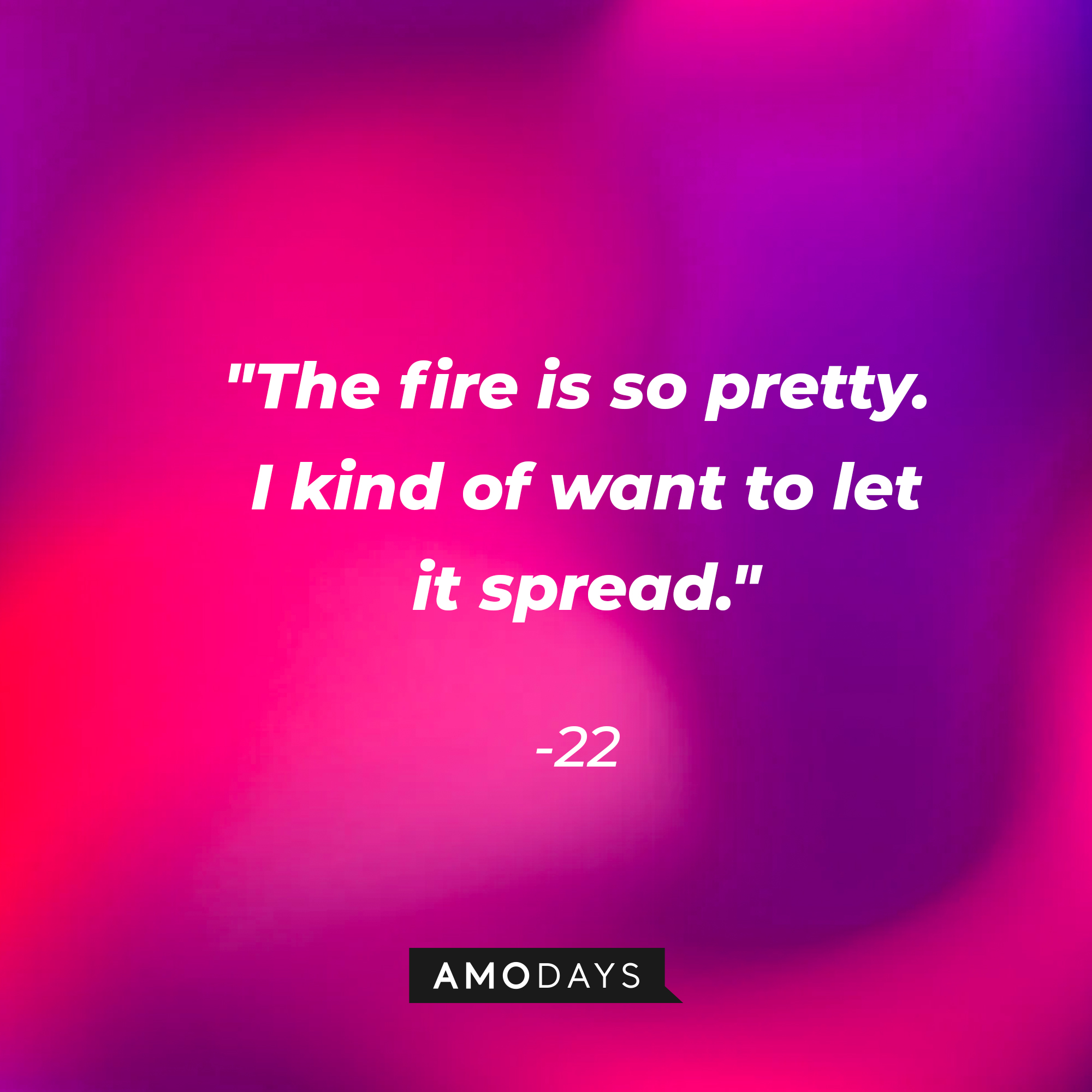 22's quote: "The fire is so pretty. I kind of want to let it spread." | Source: Amomama