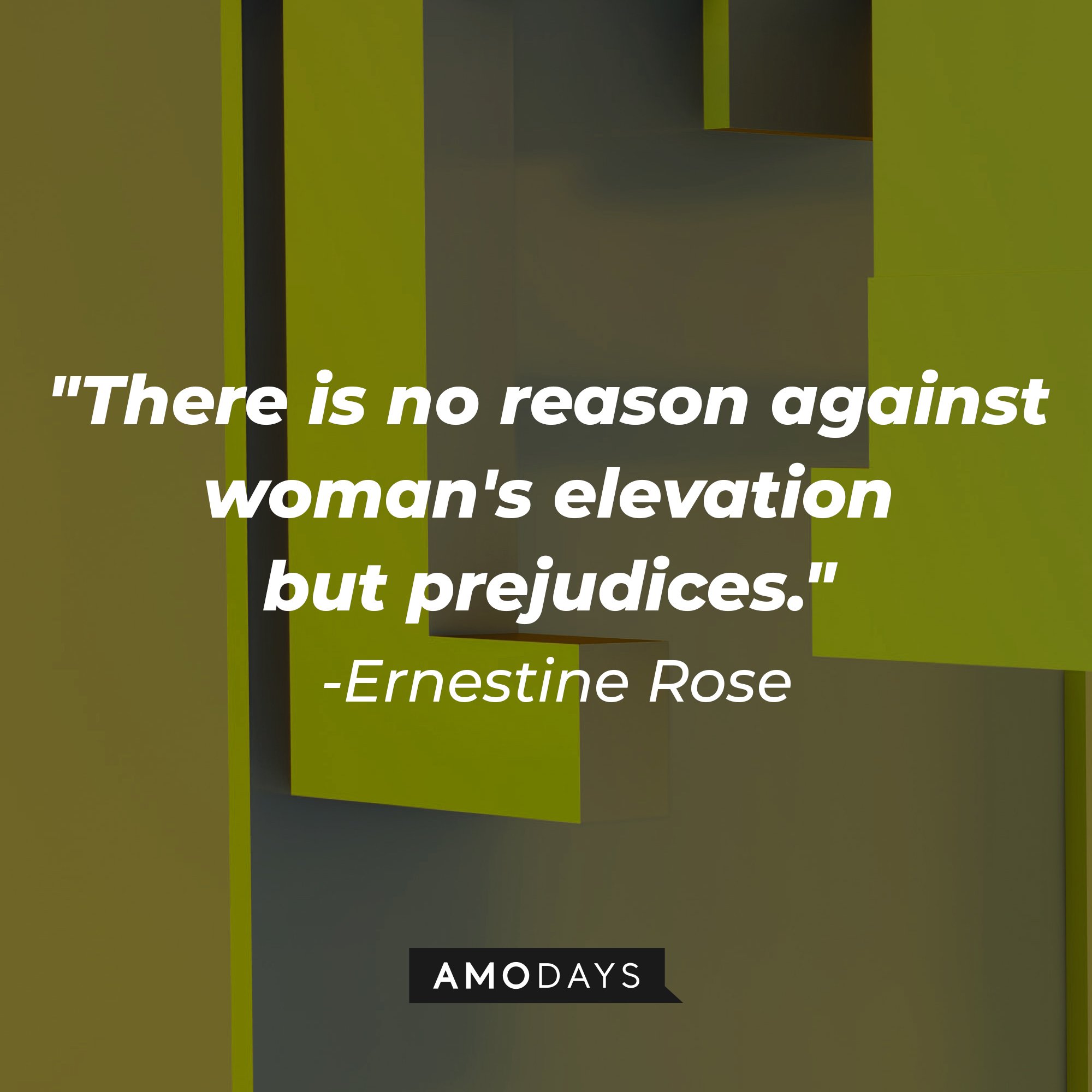 Ernestine Rose’s quote: "There is no reason against woman's elevation but prejudices." | Image: AmoDays