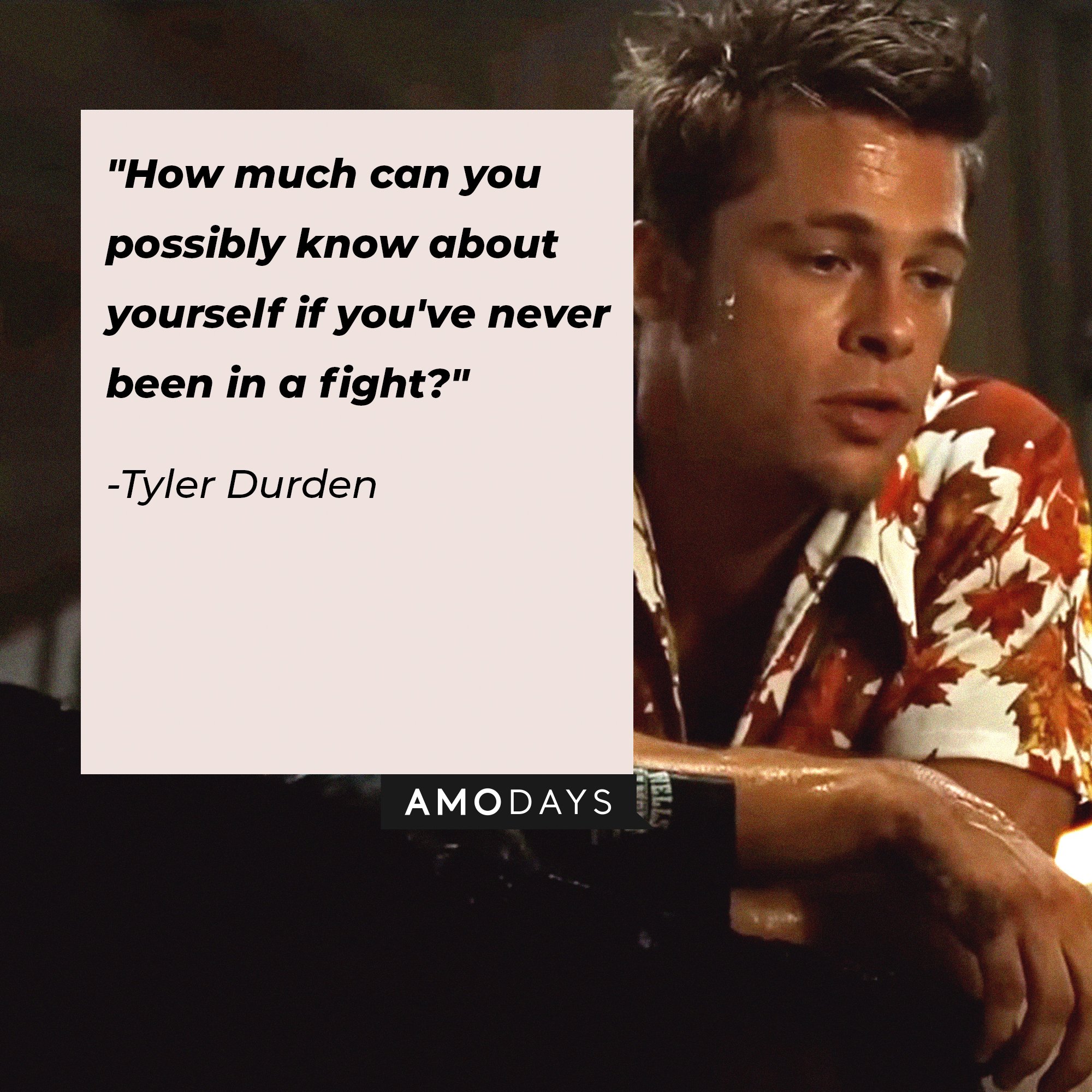 Tyler Durden's quote: "How much can you possibly know about yourself if you've never been in a fight?" | Image: AmoDays