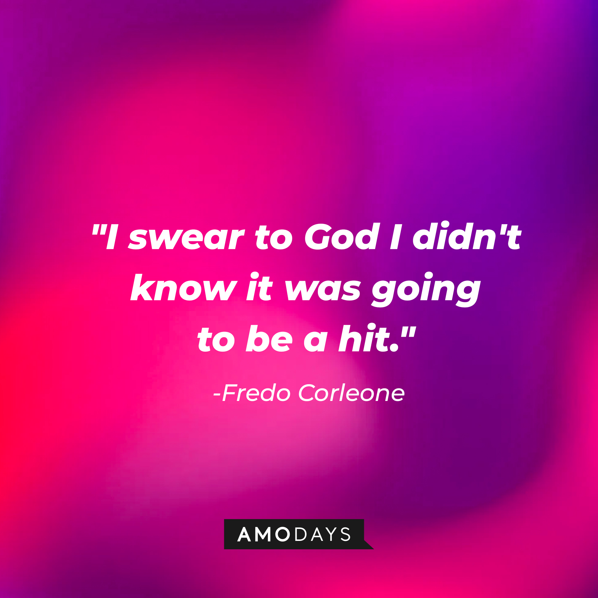 Fredo Corleone’s quote: "I swear to God I didn't know it was going to be a hit." | Source: AmoDays