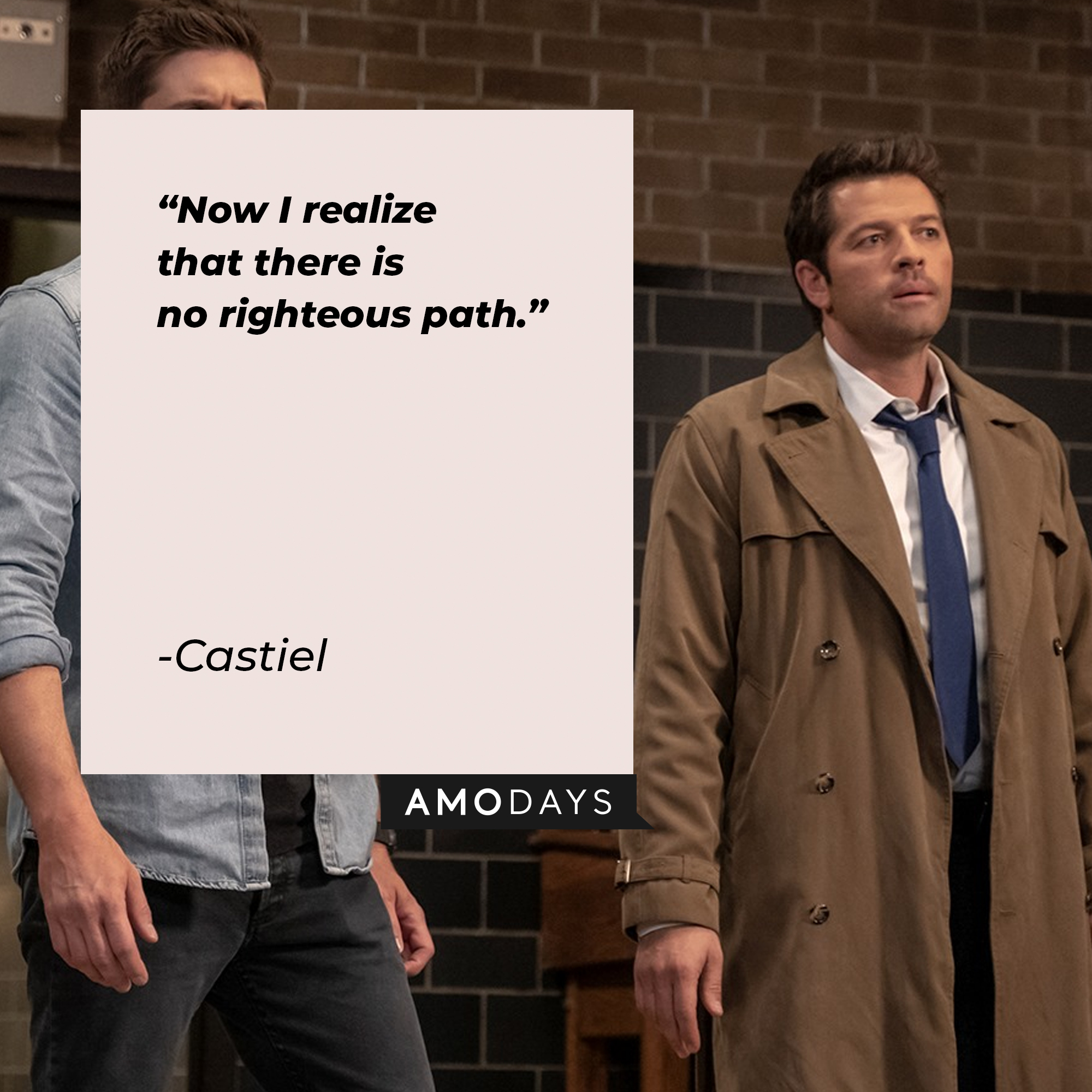 An image of Castiel with his quote: “Now I realize that there is no righteous path." | Source: facebook.com/Supernatural