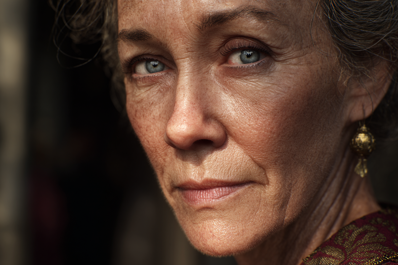 Zbliżenie twarzy starszej kobiety | Źródło: Midjourney