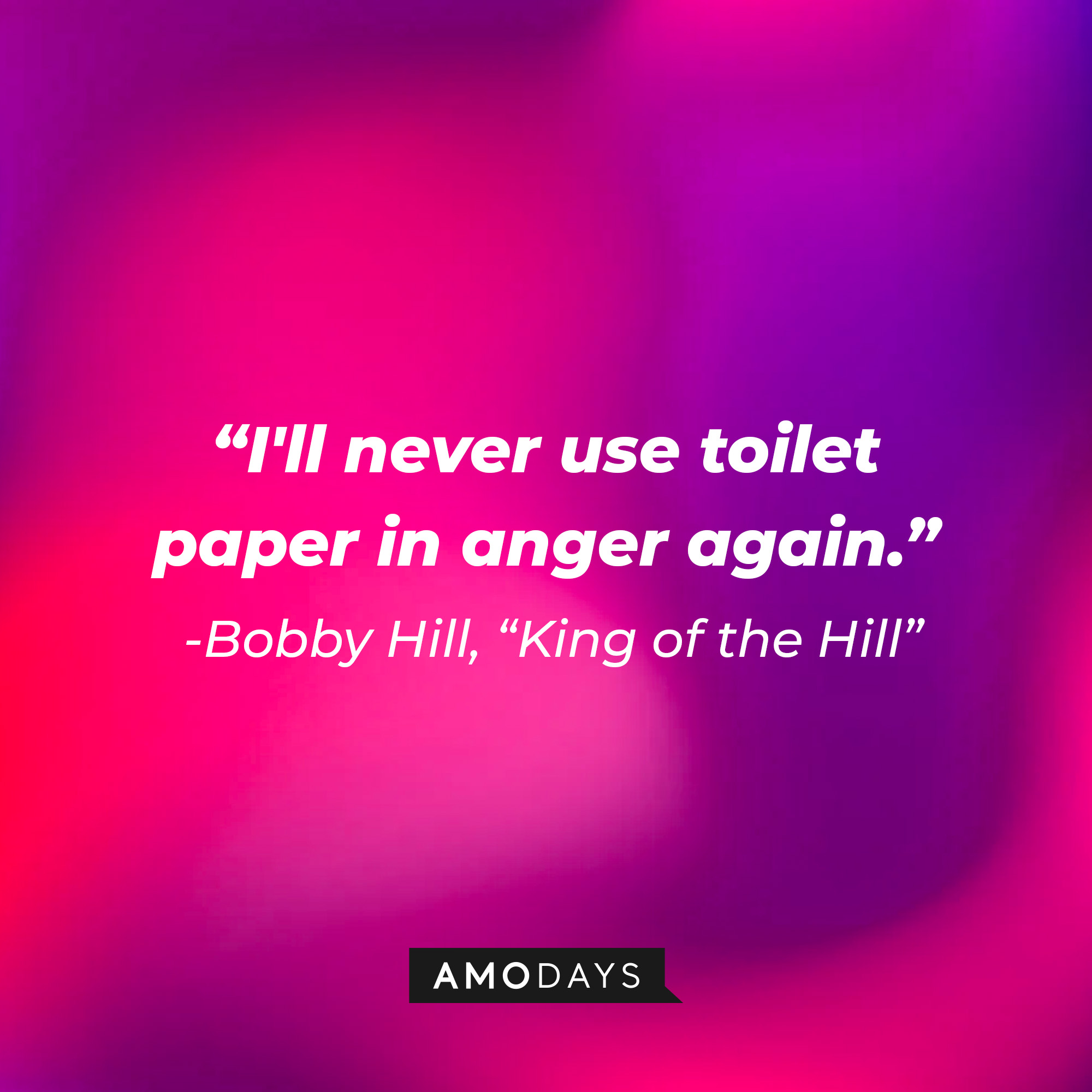 Bobby Hill with his quote, "I'll never use toilet paper in anger again." | Source: facebook.com/kingofthehillfan