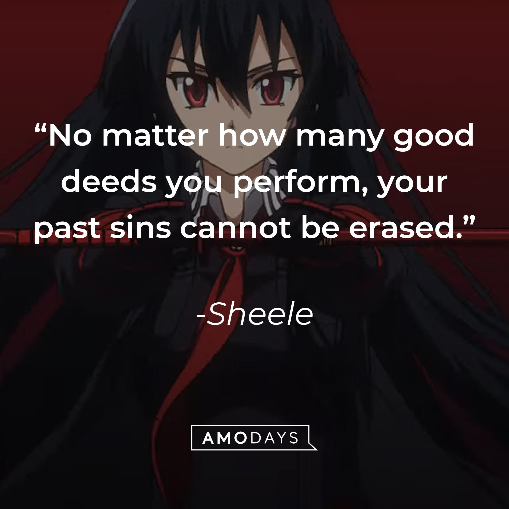 Sheele’s quote: “No matter how many good deeds you perform, your past sins cannot be erased.” | Image: AmoDays