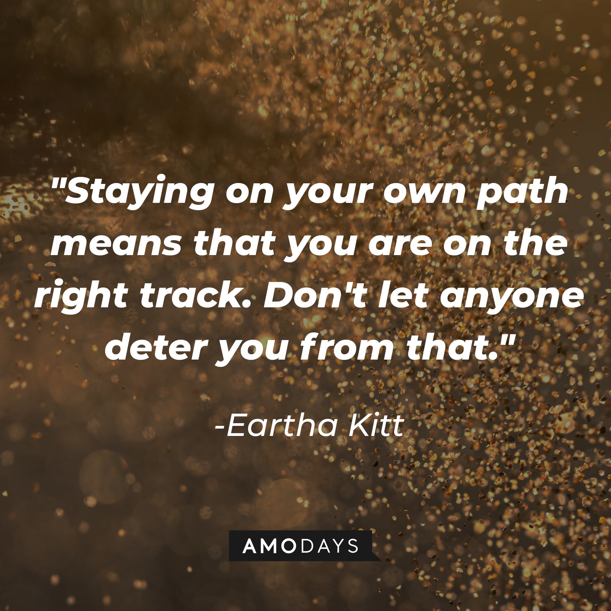 Eartha Kitt’s quote: "Staying on your own path means that you are on the right track. Don't let anyone deter you from that." | Image: AmoDays
