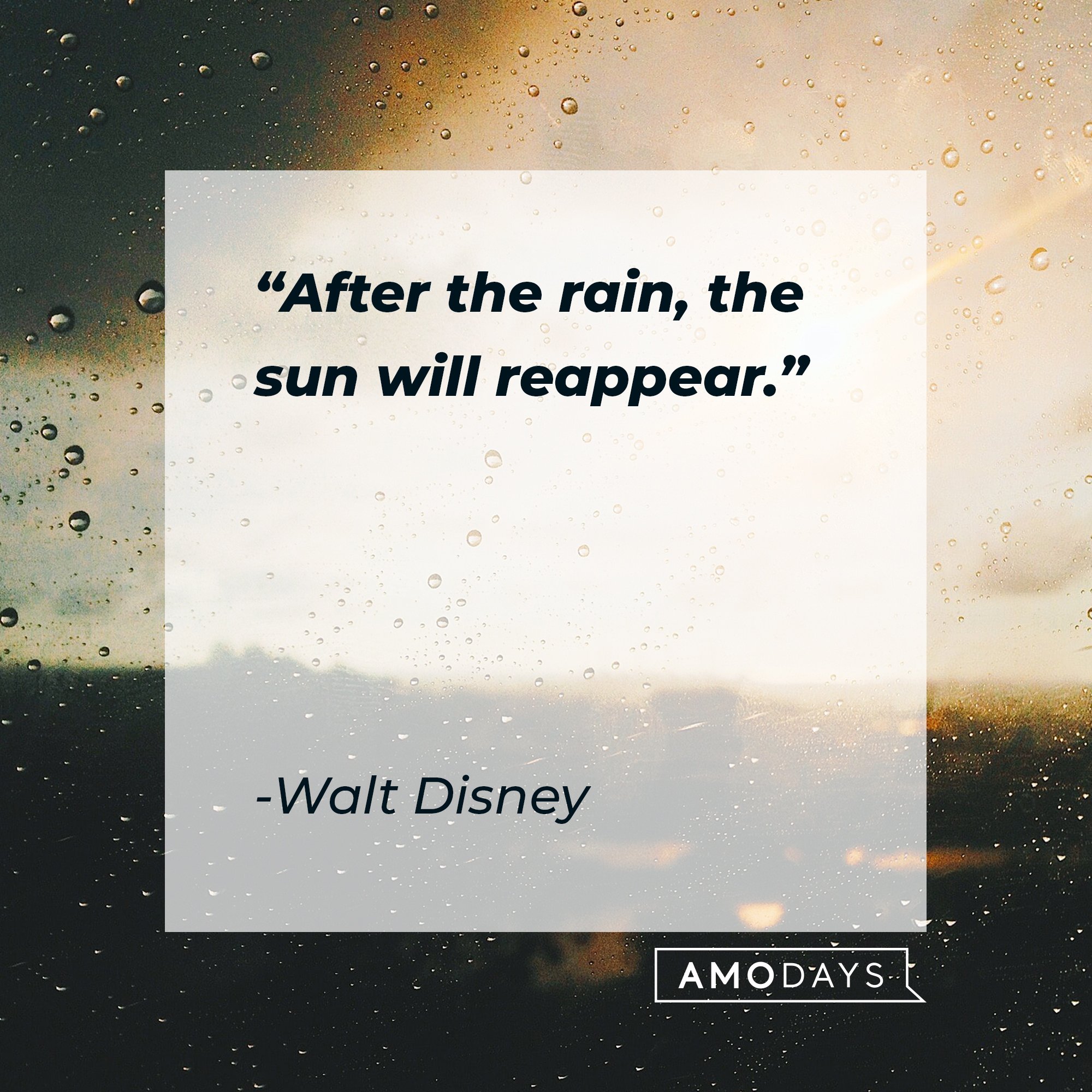 Walt Disney’s quote: "After the rain, the sun will reappear." | Image: AmoDays
