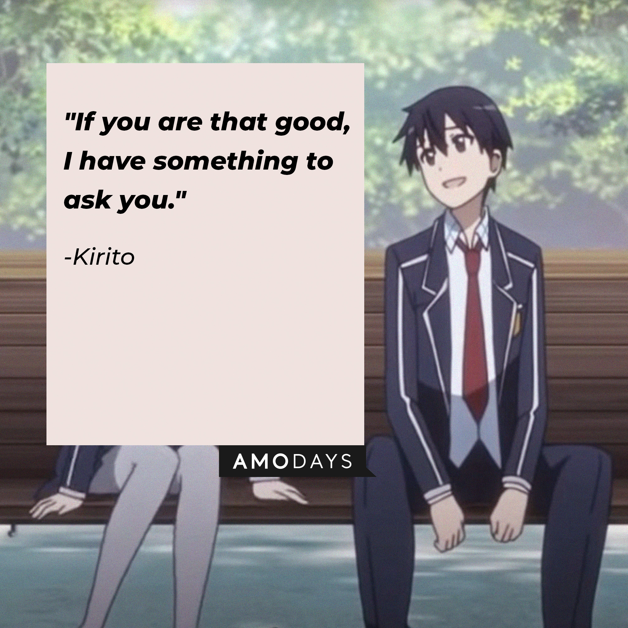 Kirito's quote: "If you are that good, I have something to ask you." | Source: Facebook.com/SwordArtOnlineUSA