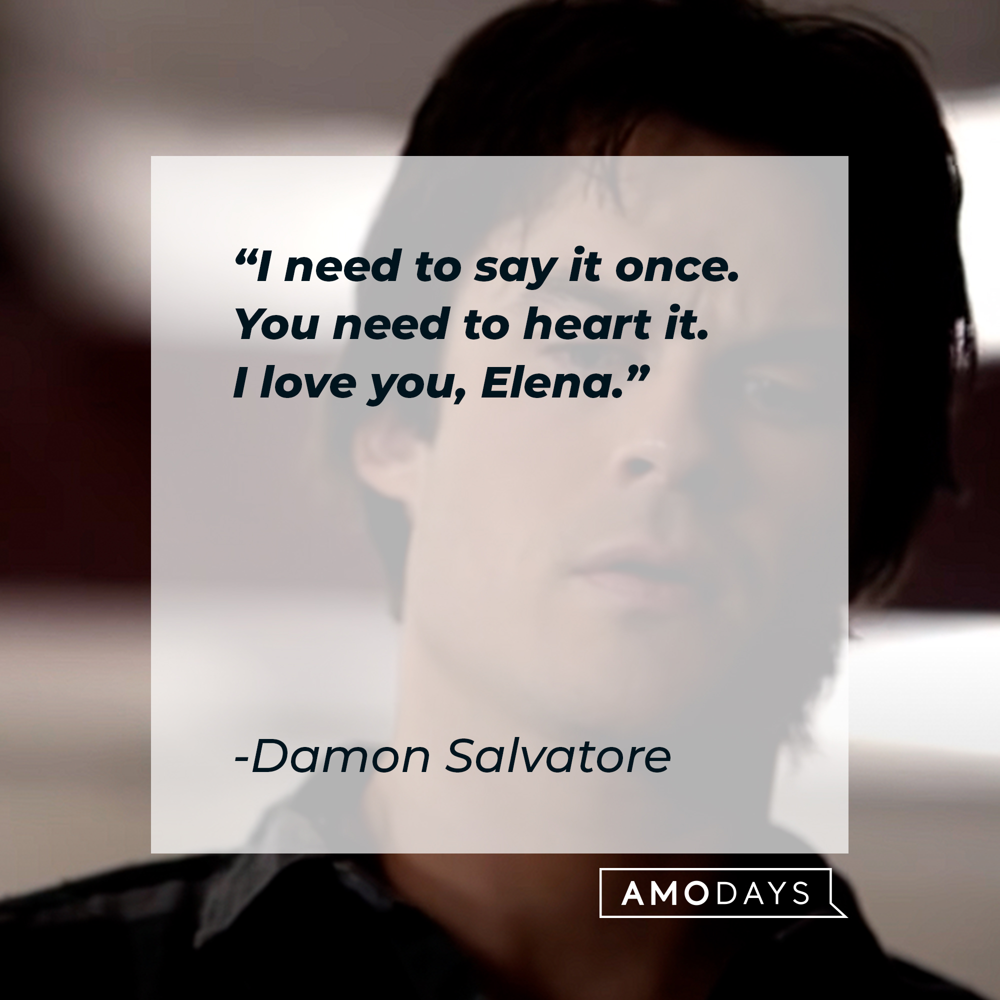 Damon's Salvatore's quote: "I need to say it once. You need to heart it. I love you, Elena" | Source: youtube.com/stillwatchingnetflix