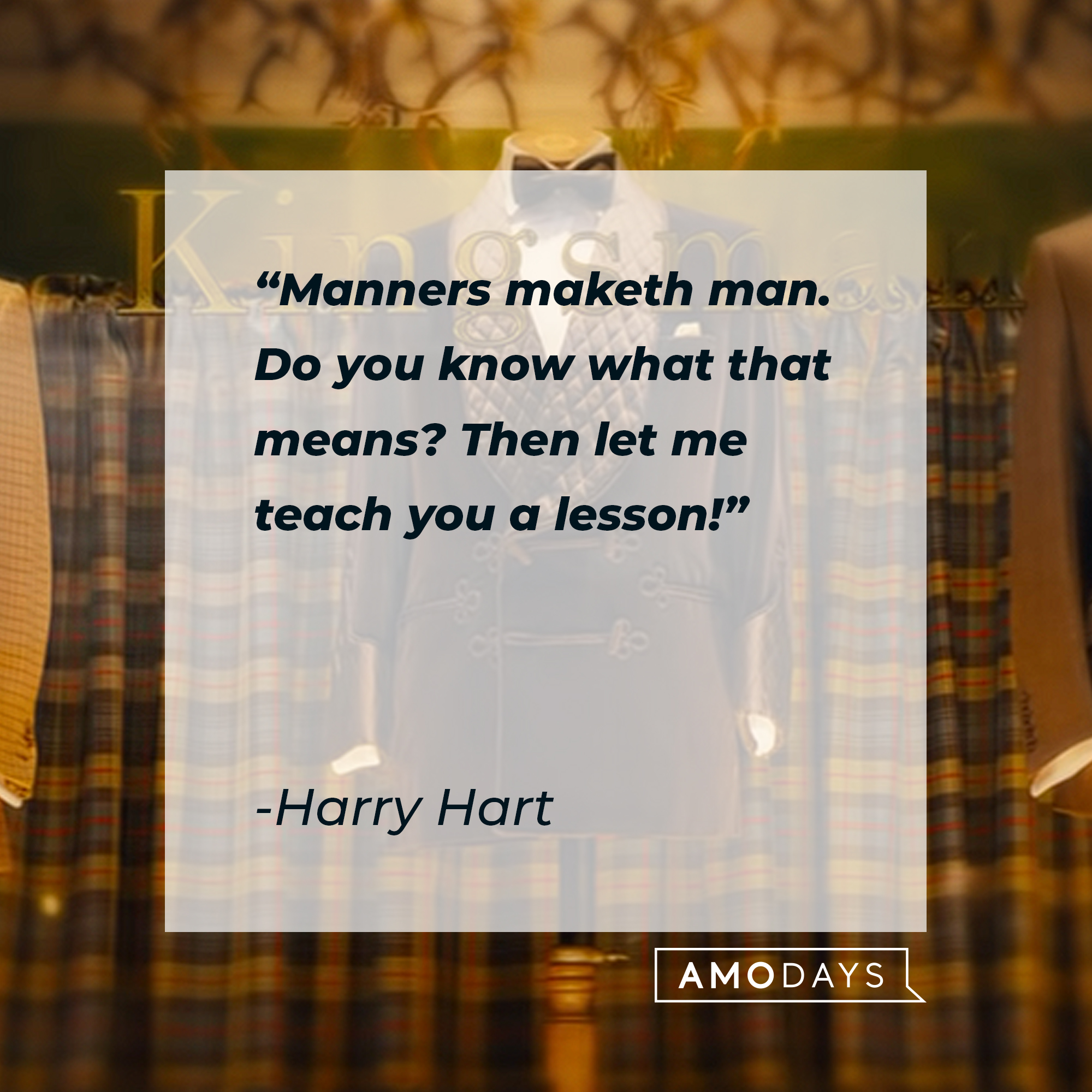 Harry Hart's quote: "Manners maketh man. Do you know what that means? Then let me teach you a lesson!" | Image: YouTube / 20thCenturyStudios