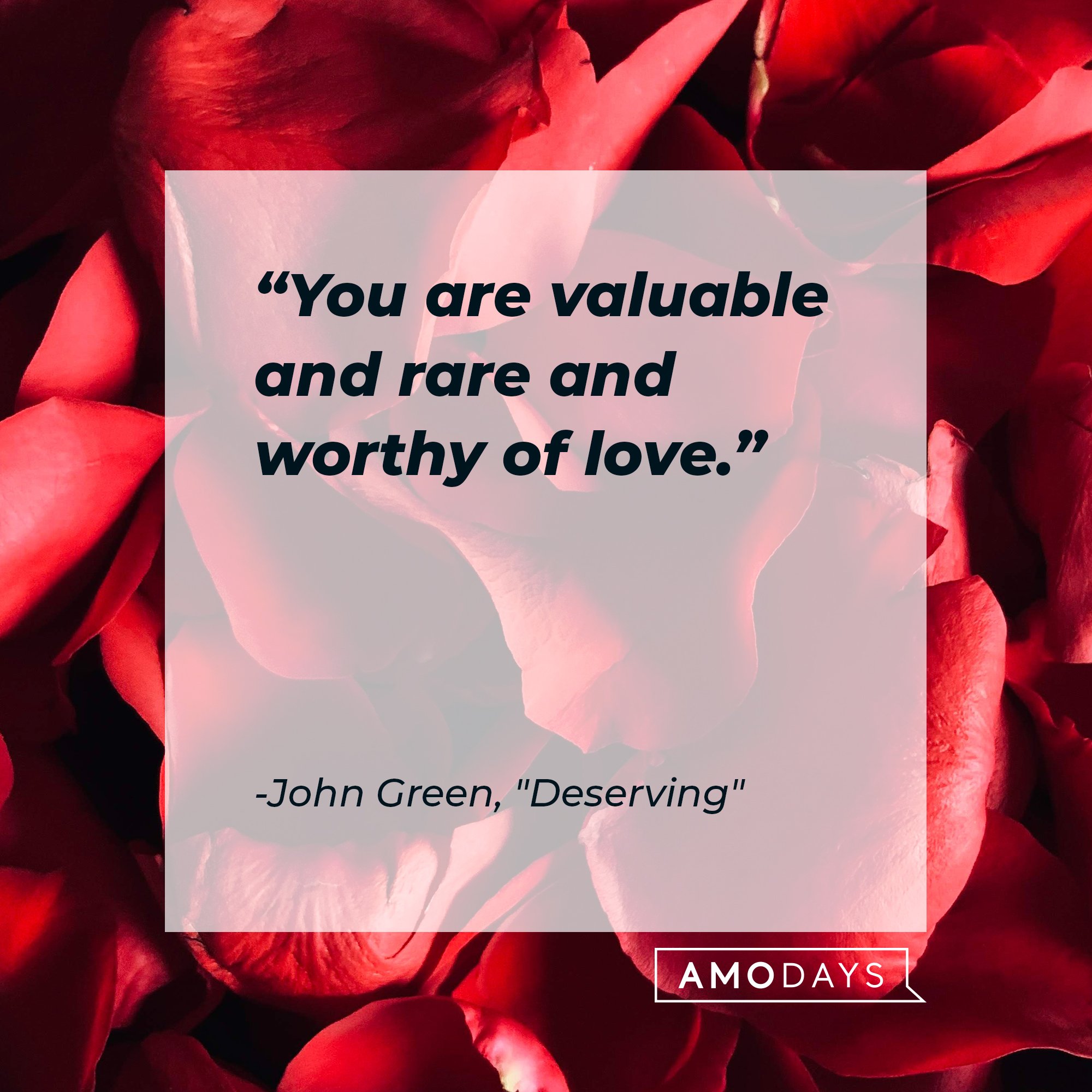 John Green's quote: "You are valuable and rare and worthy of love." | Image: AmoDays