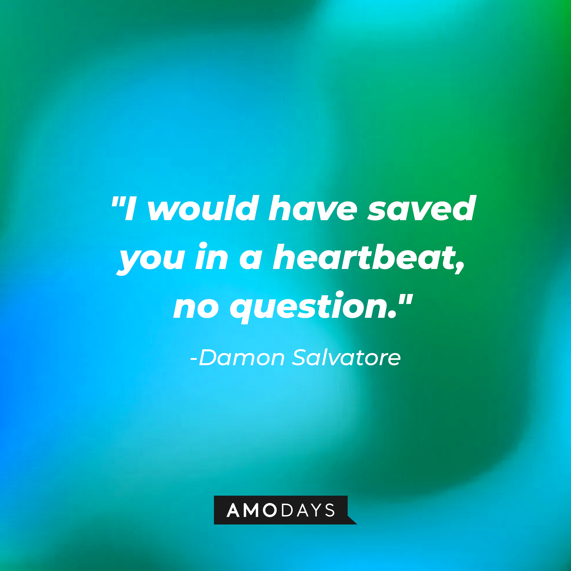 Damon Salvatore's quote: "I would have saved you in a heartbeat, no question." | Source: AmoDays