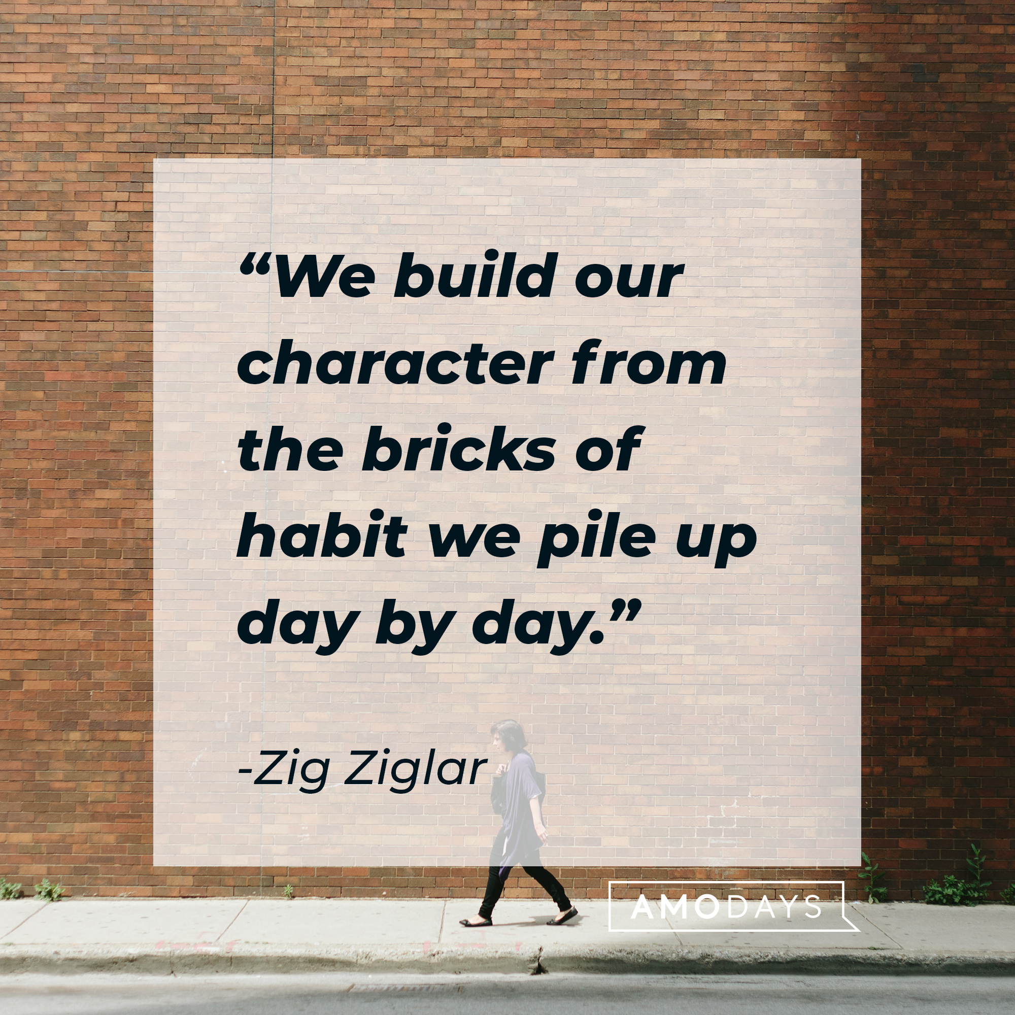 Zig Ziglar's quote: "We build our character from the bricks of habit we pile up day by day." | Source: Unsplash