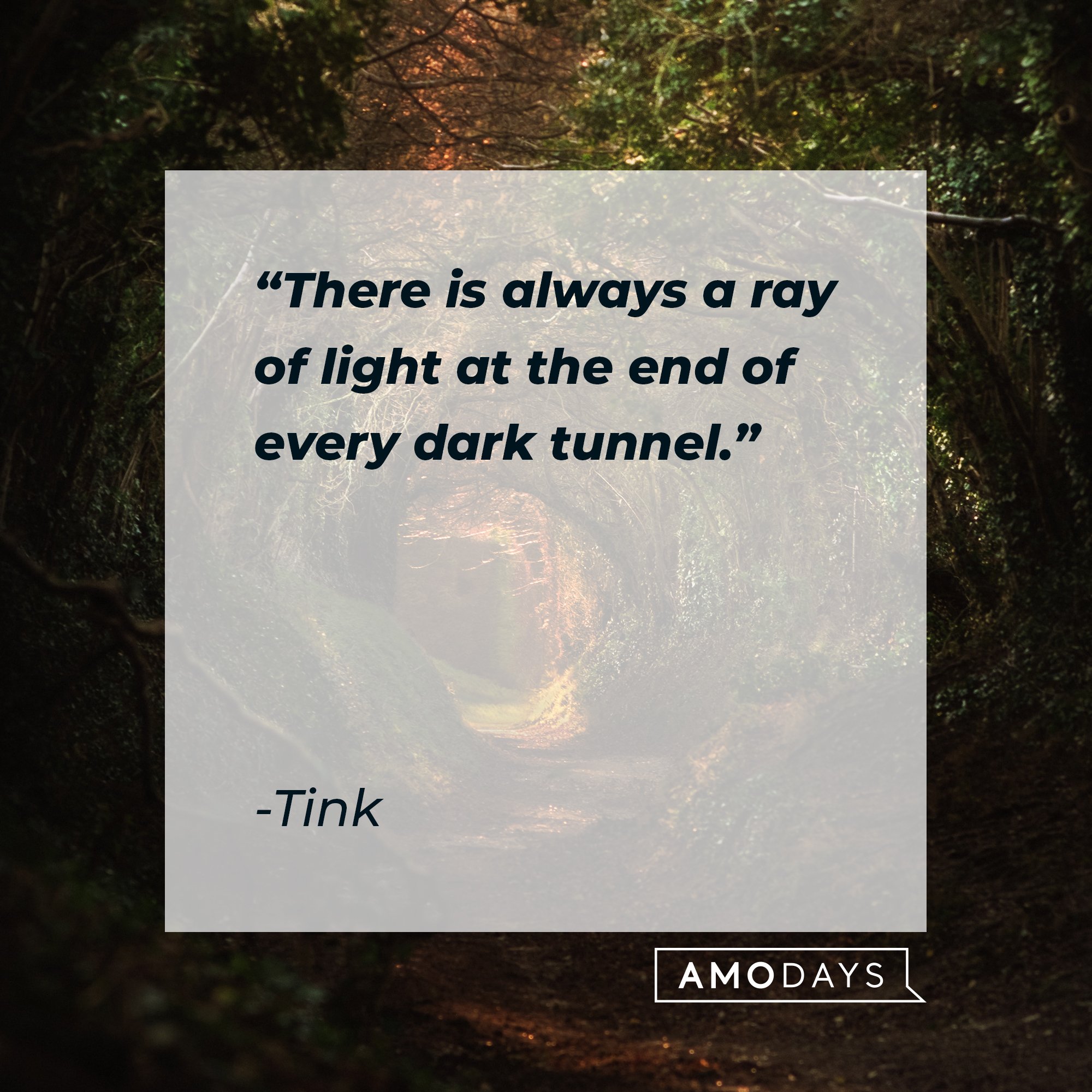 Tink’s quote: "There is always a ray of light at the end of every dark tunnel." | Image: AmoDays