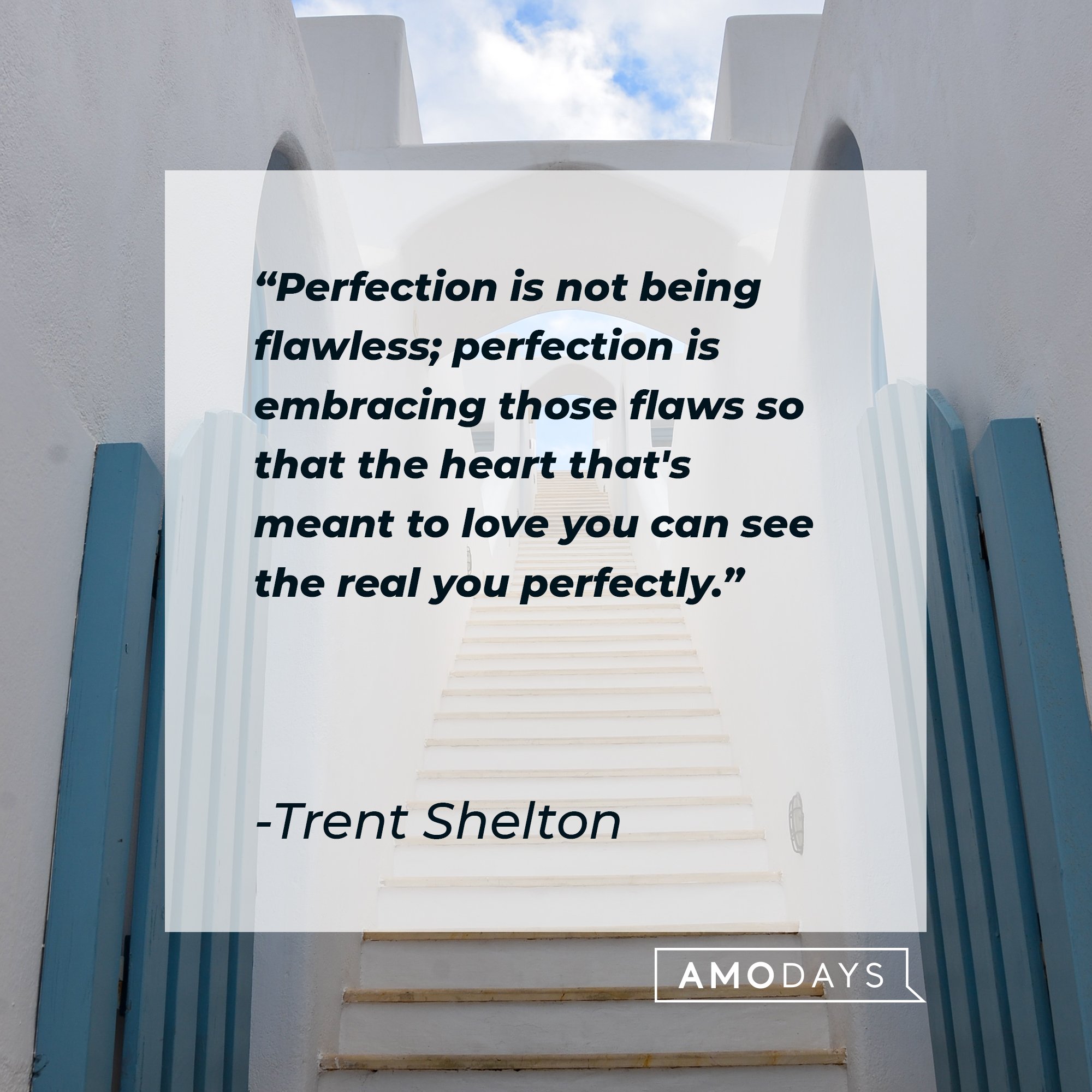 Trent Shelton's quote: "Perfection is not being flawless; perfection is embracing those flaws so that the heart that's meant to love you can see the real you perfectly." | Image: AmoDays