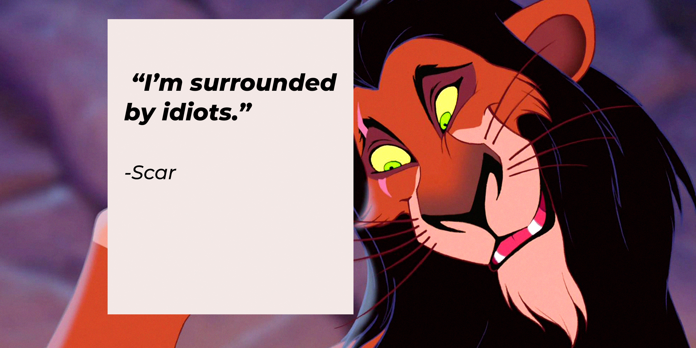 A Photo of Scar with the Quote, “I’m Surrounded by Idiots.” | Source: Facebook/DisneyTheLionKing