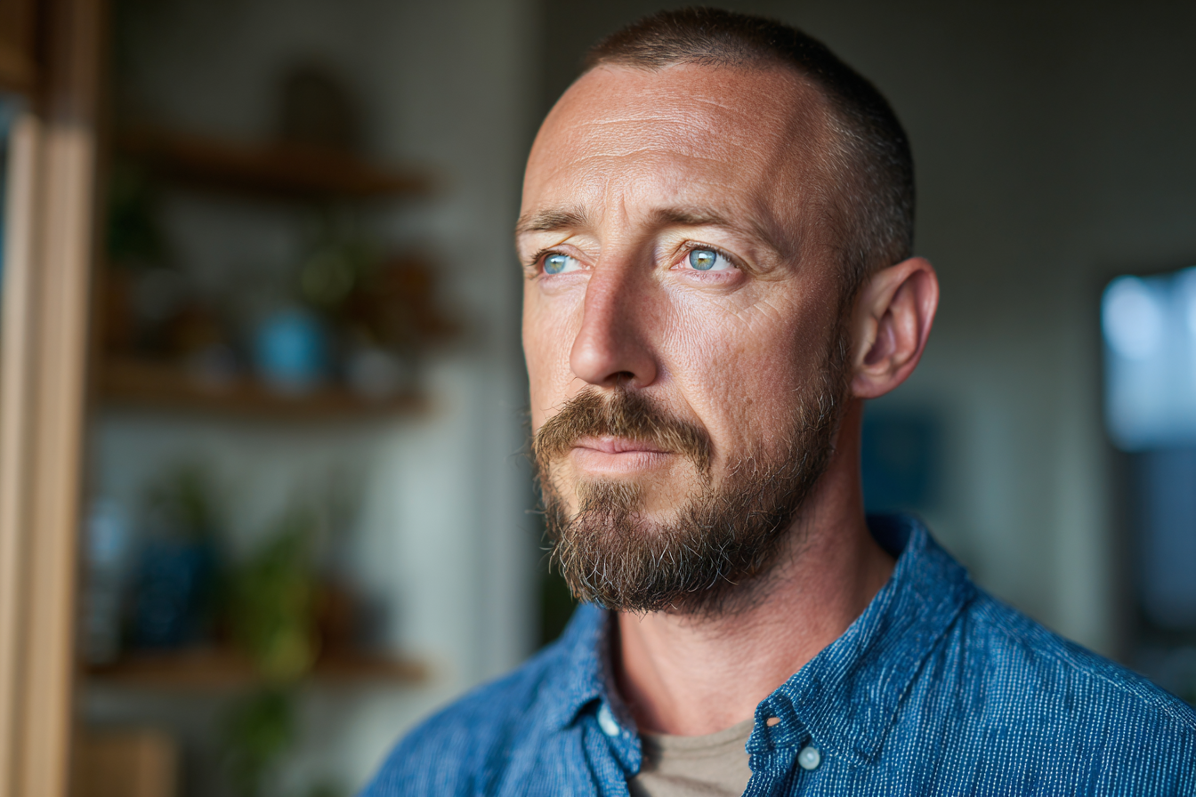 Mężczyzna stojący w salonie | Źródło: Midjourney