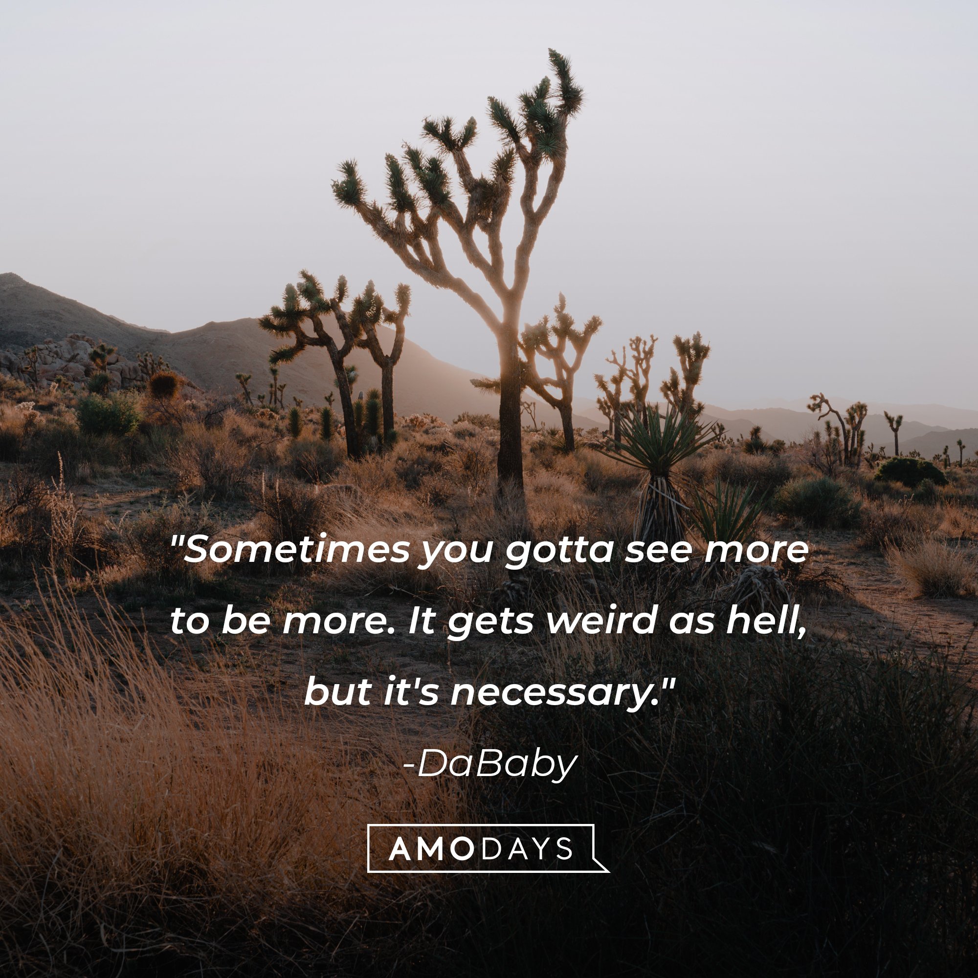DaBaby‘s quote: "Sometimes you gotta see more to be more. It gets weird as hell, but it's necessary." |  Image: AmoDays