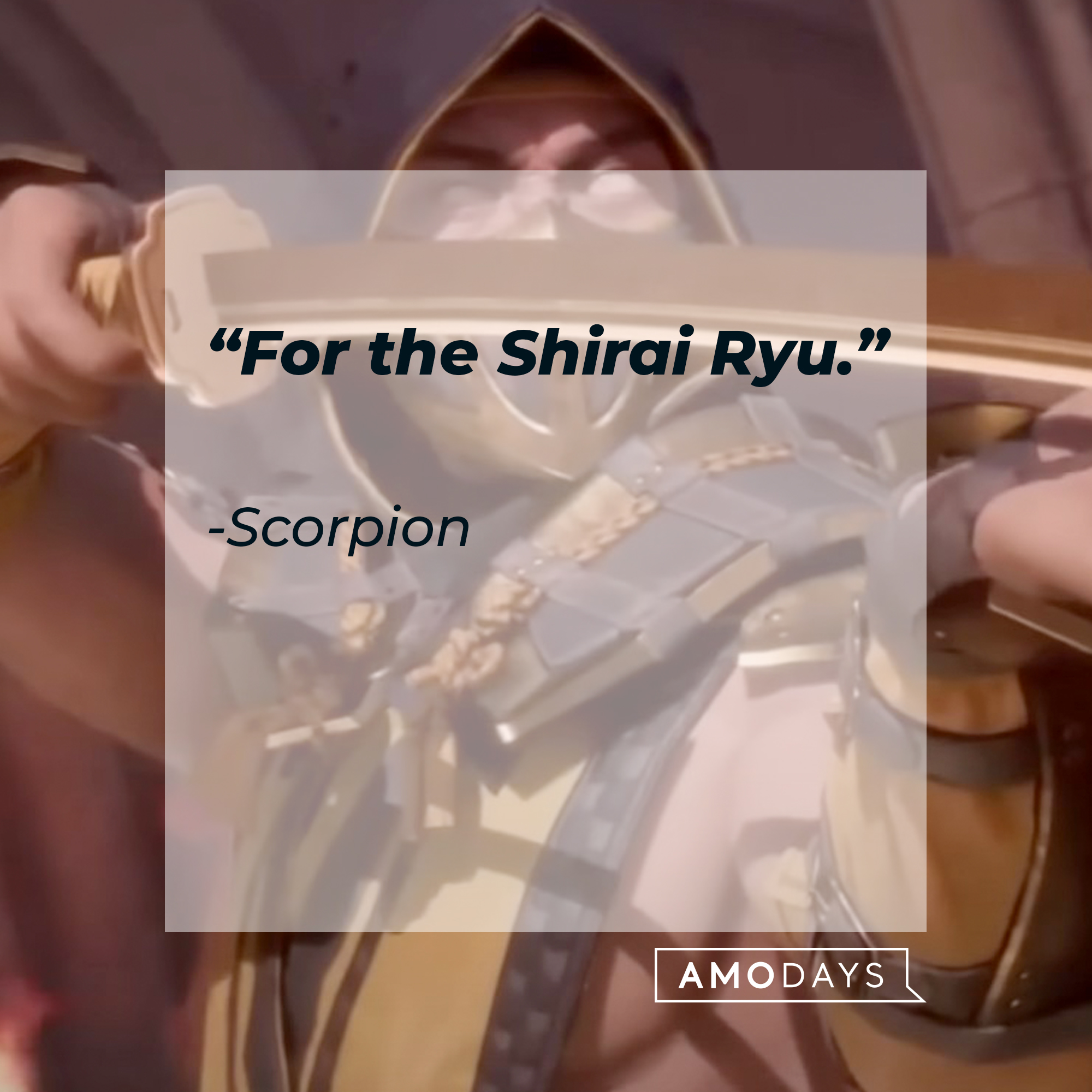 An image of Scorpion with his quote: “For the Shirai Ryu.” | Source: facebook.com/MortalKombatUK