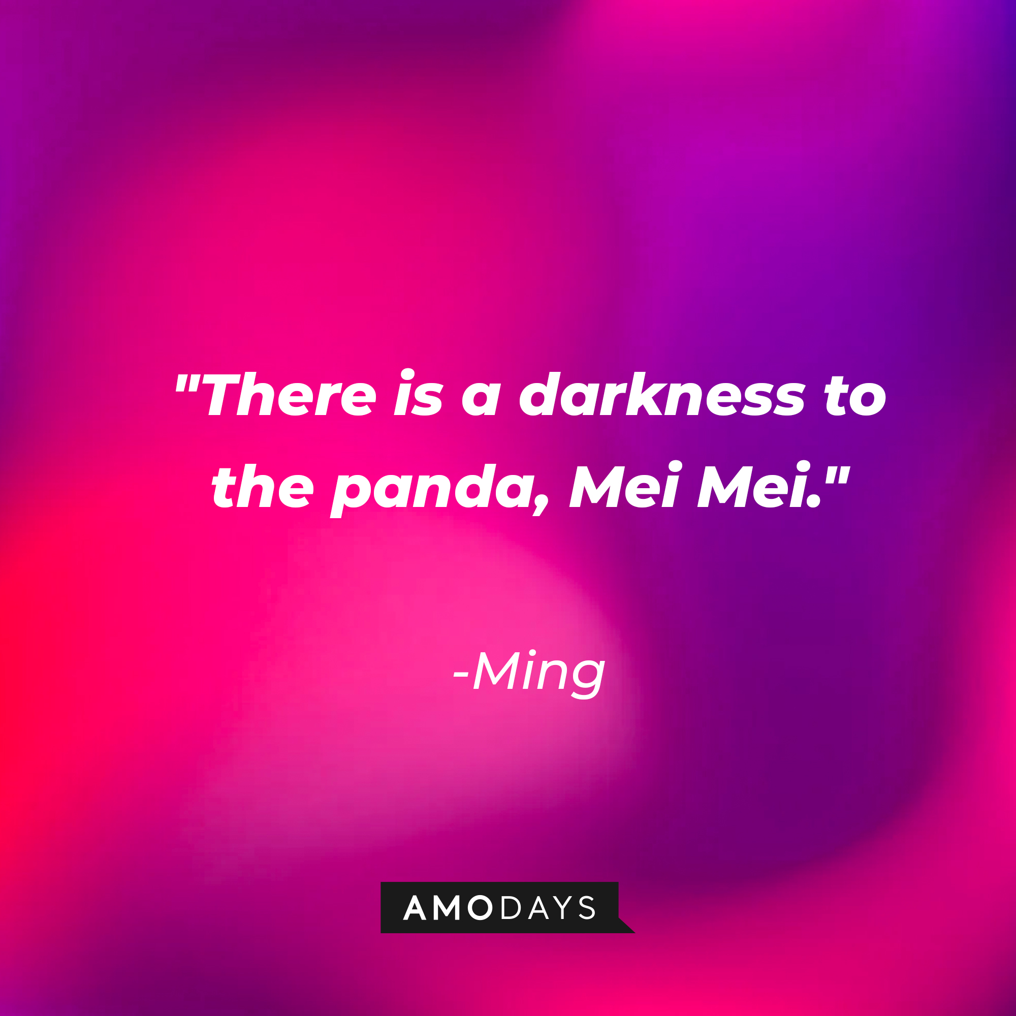 Ming's quote: "There is a darkness to the panda, Mei Mei." | Source: AmoDays