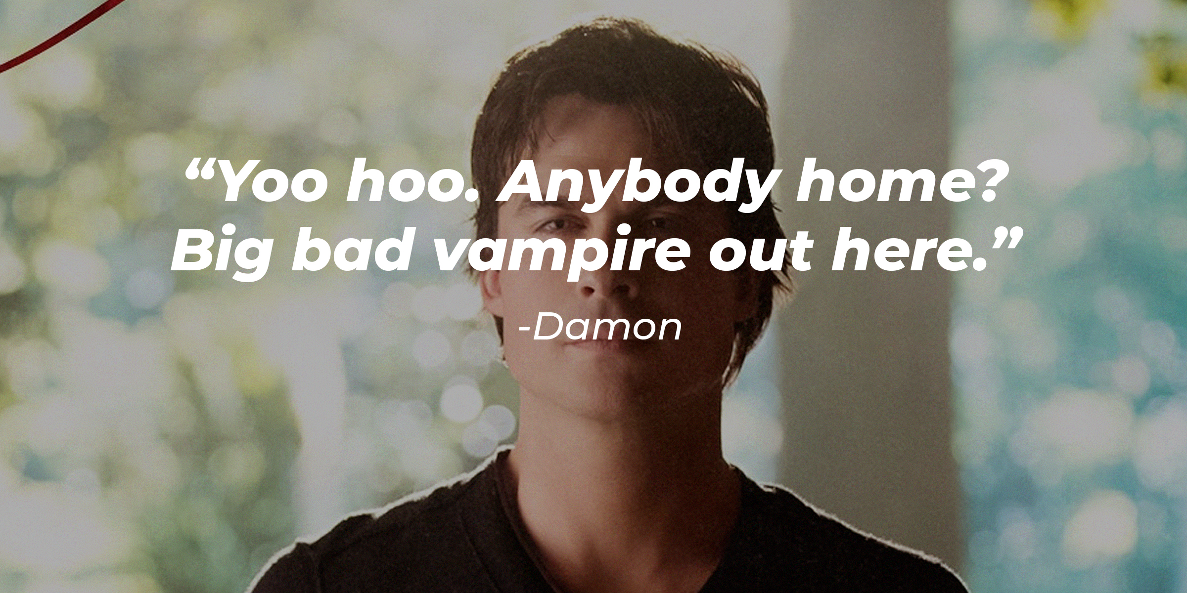 Damon's quote: "Yoo hoo. Anybody home? Big bad vampire out here." | Source: facebook.com/thevampirediaries